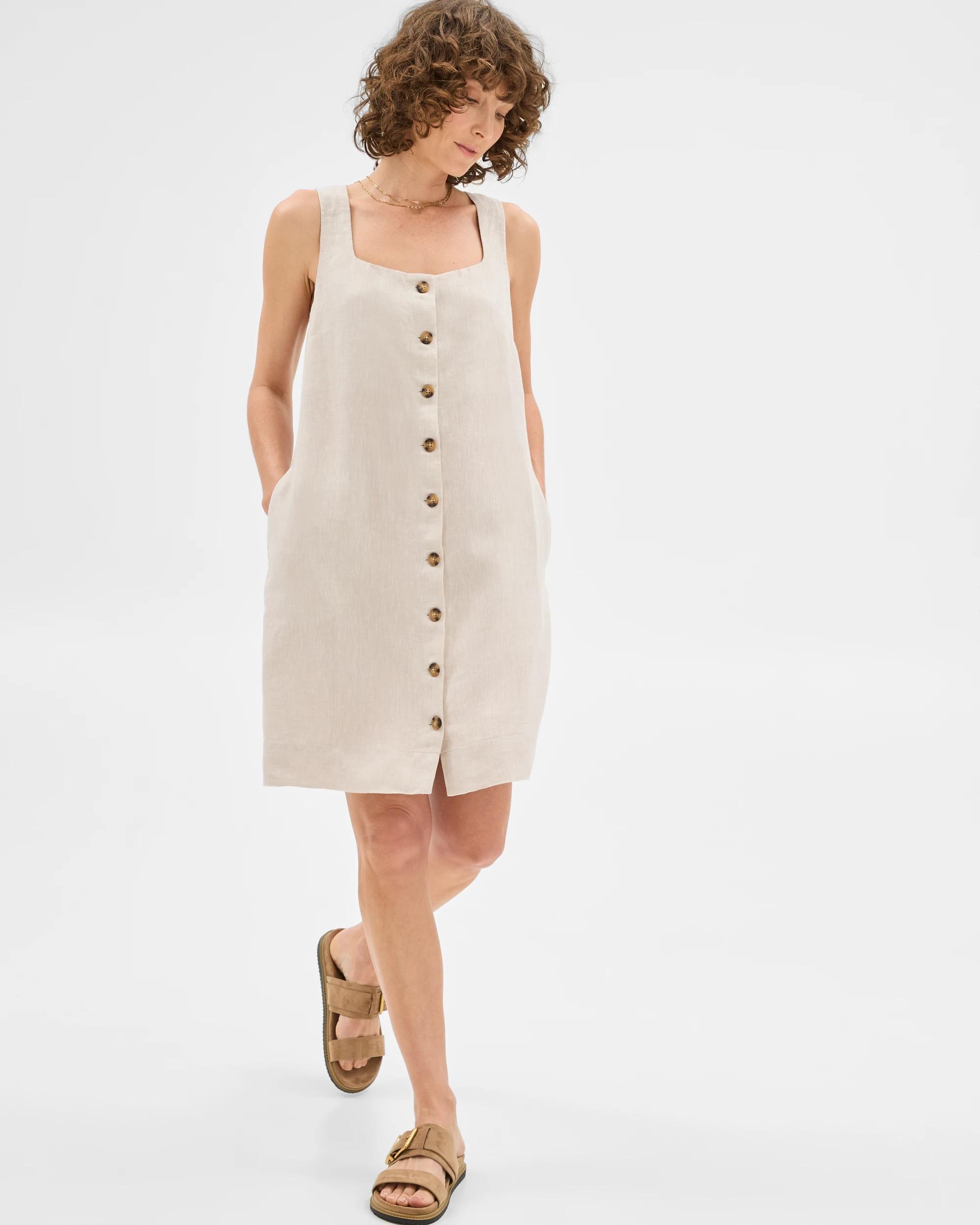 2 Target European Linen Sleeveless A-line Mini Dress FLAX, 2 of 6