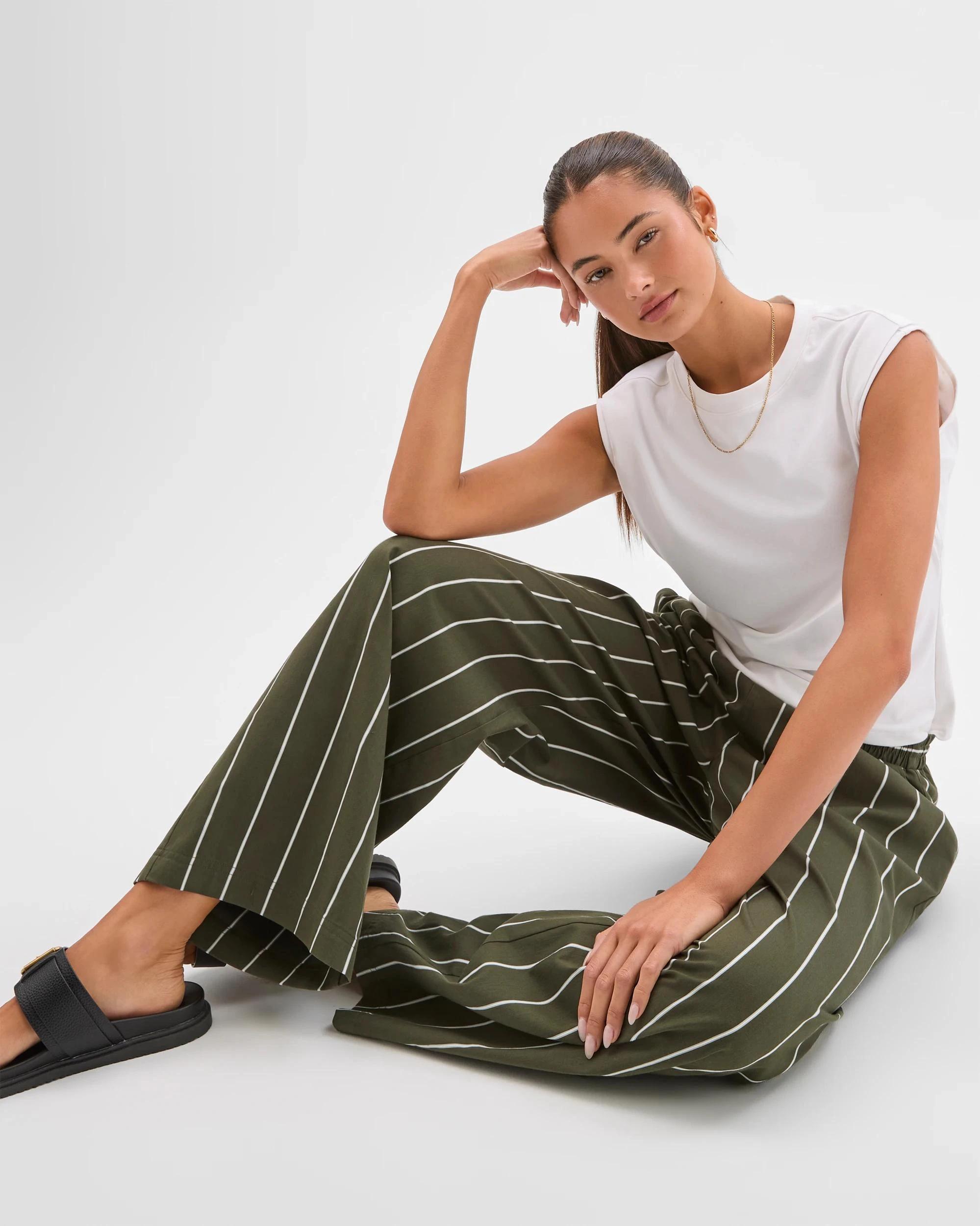 8 Lily Loves Australian Cotton Blend Poplin Striped Pants GREEN STRIPE, 8 of 8