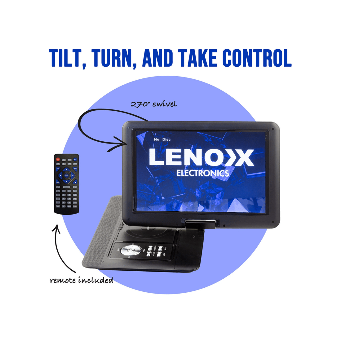 5 Lenoxx 15.4" Swivel Portable DVD Player & Screen, Rechargeable Entertainment, 5 of 7