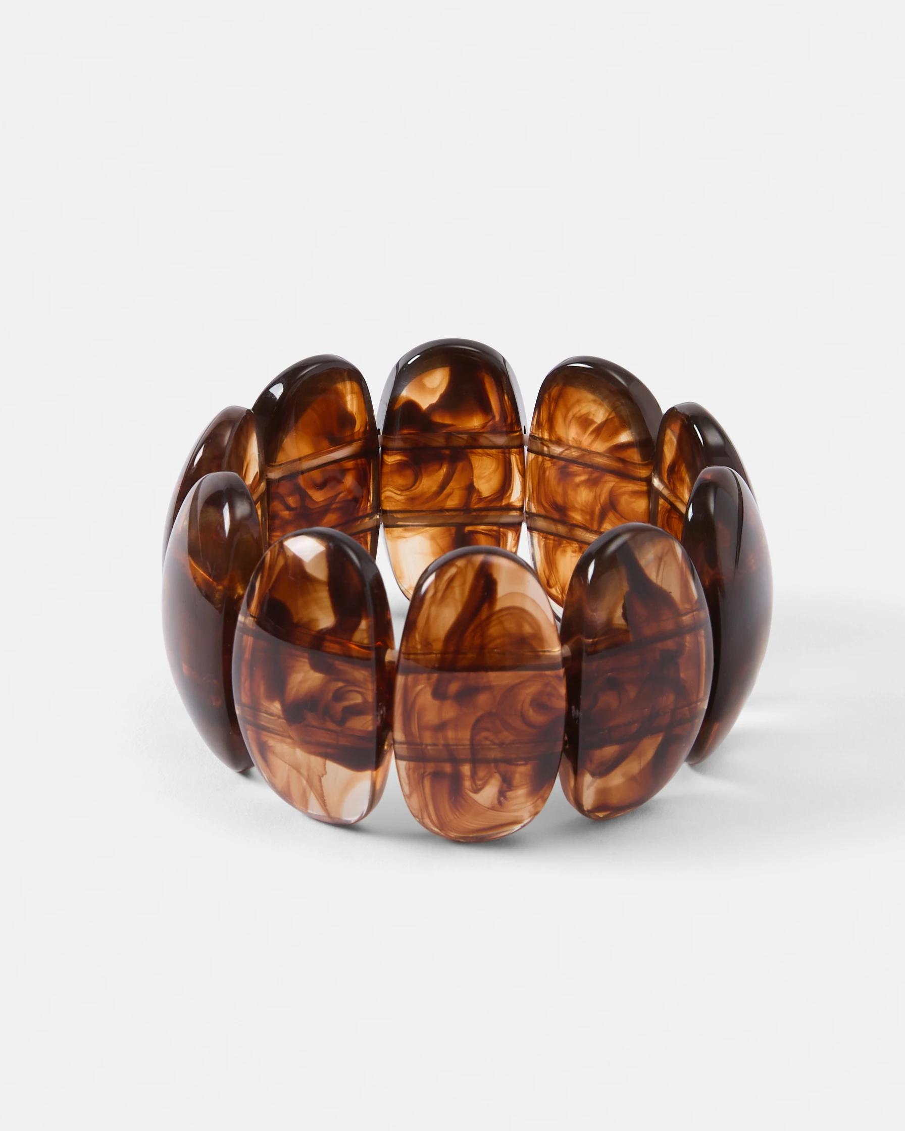 2 Stone Stretch Bracelet - Brown Brown, 2 of 8