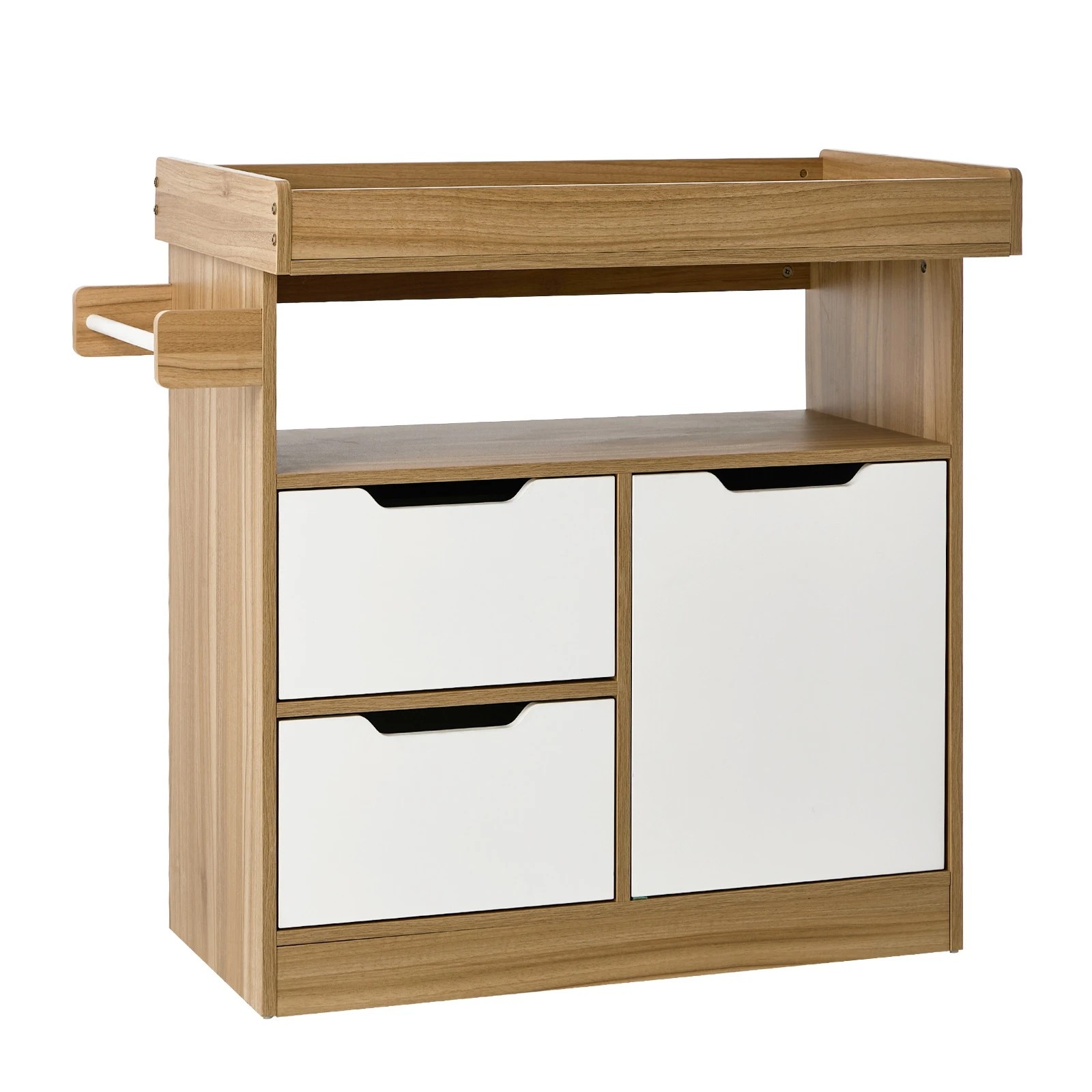 1 Oikiture Baby Changing Table Change Nursery Storage Drawers Shelves Cabinet - Natural, 1 of 9
