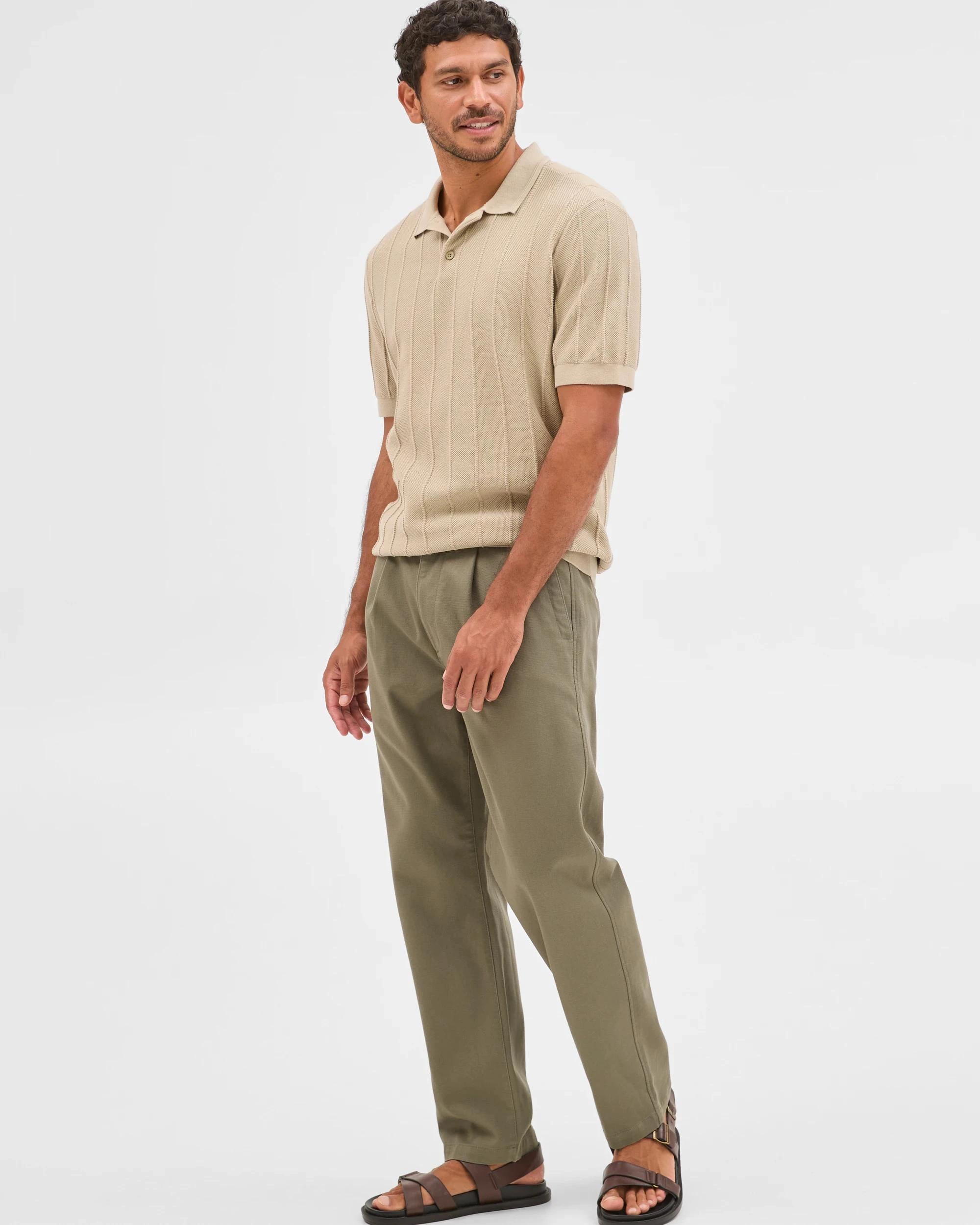 5 Target Man Australian Cotton Pleated Textured Chino Pants ARMY, 5 of 7