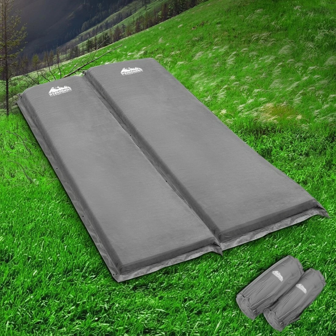 5 Weisshorn Self Inflating Mattress Camping Sleeping Mat Air Bed Double Set - Grey, 5 of 5