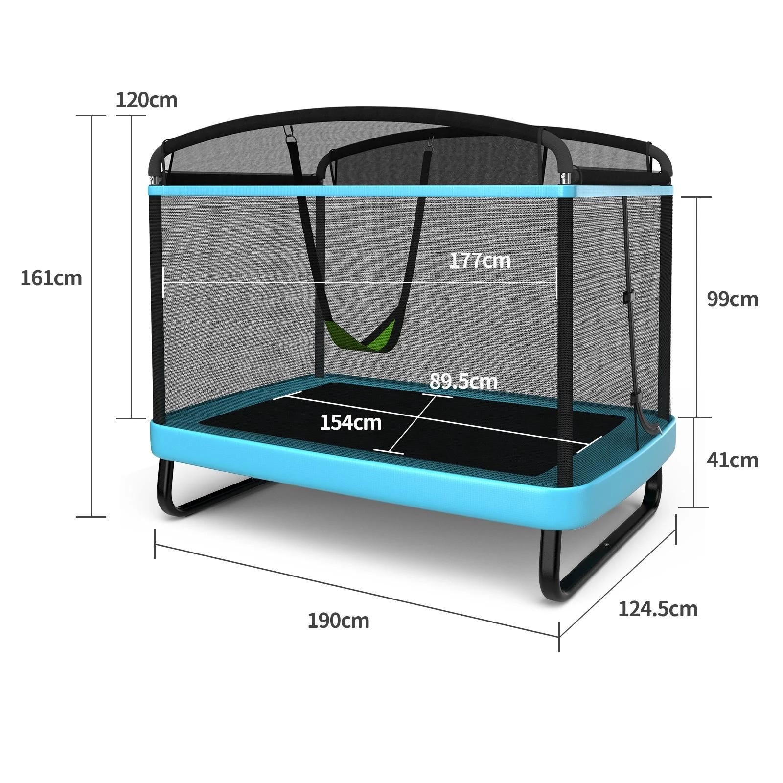 2 Costway Kids Trampoline w/Enclosure Security Net Pad & Swing Outdoor Jumping Gift - Blue, 2 of 6