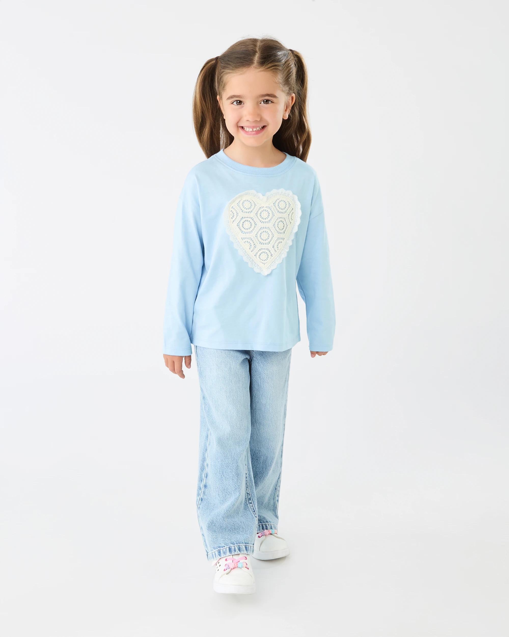 5 Long Sleeve Oversized T-shirt Blu Heart, 5 of 6