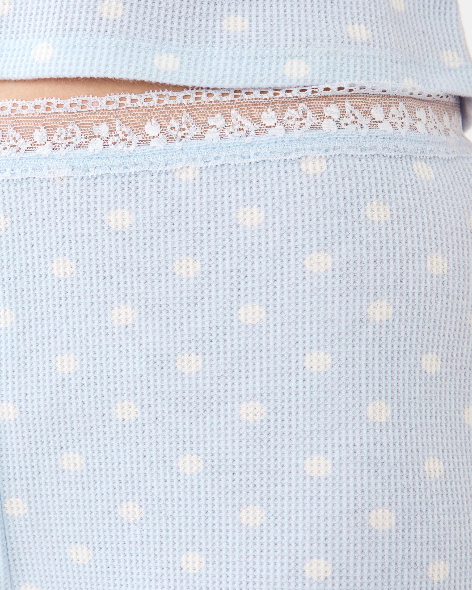 4 Lace Trim Waffle Shorts Blue Dots, 4 of 6