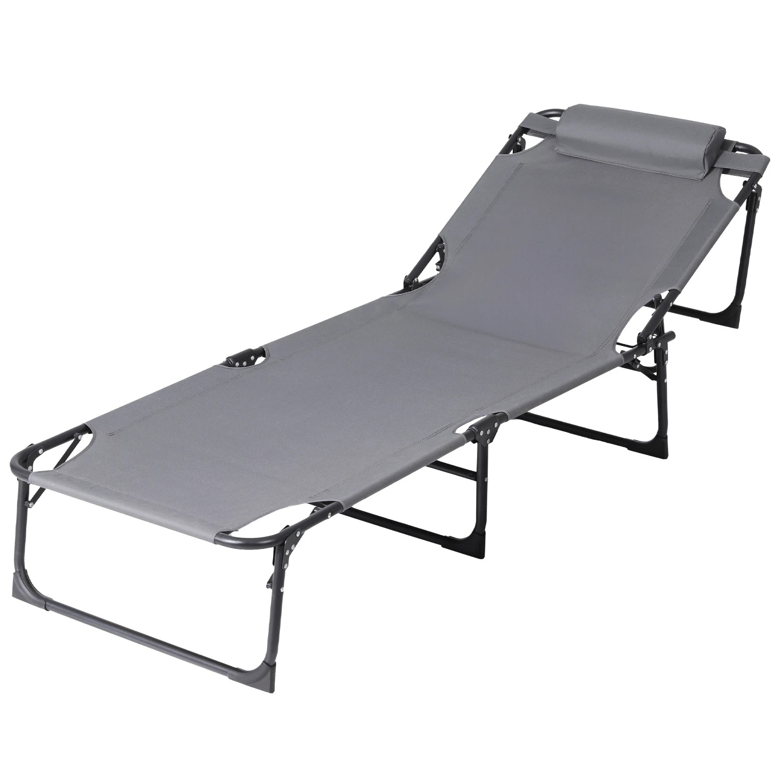 1 Gardeon Sun Lounger Folding Lounge Beach Chair Patio Outdoor - Grey, 1 of 5