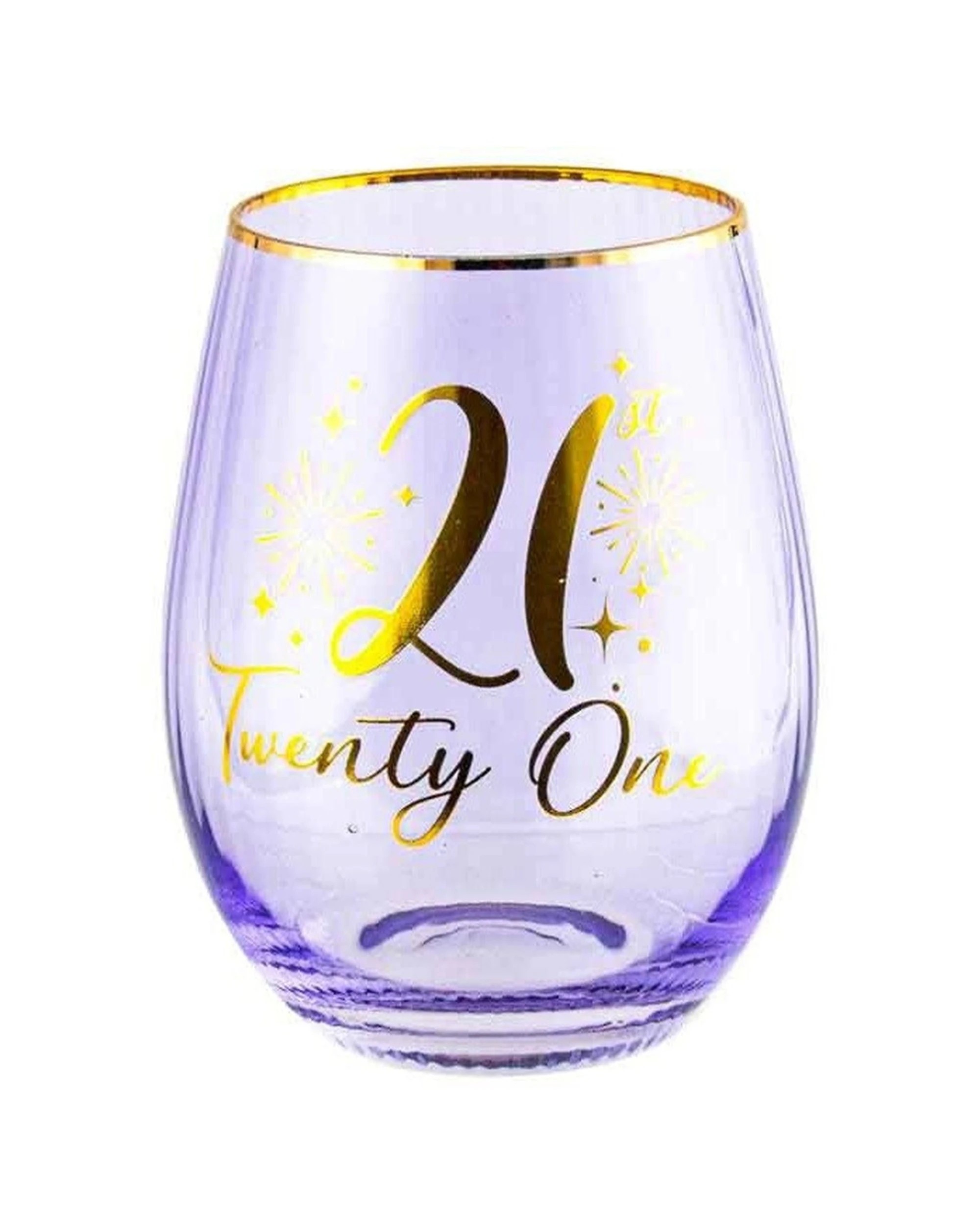 1 LMD Fluted Stemless Drinking Glass Happy 21st Birthday - Purple, 1 of 1