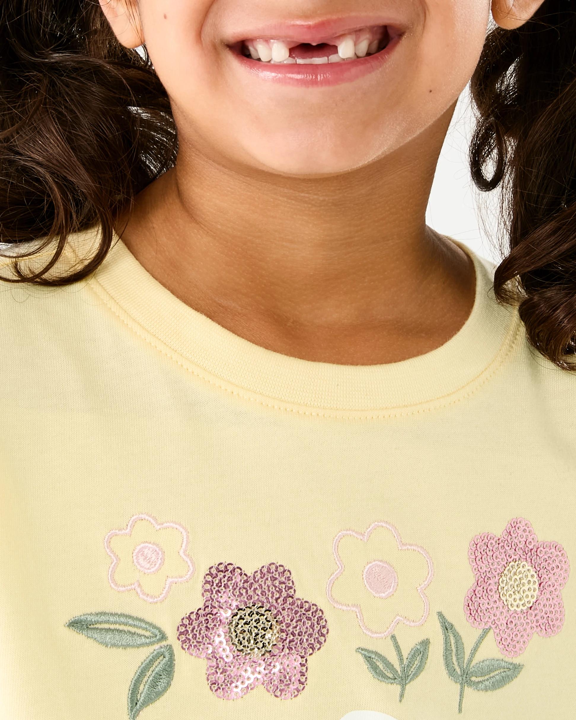 4 Short Sleeve Oversized Embroidered T-shirt Ylw Flwrs, 4 of 5