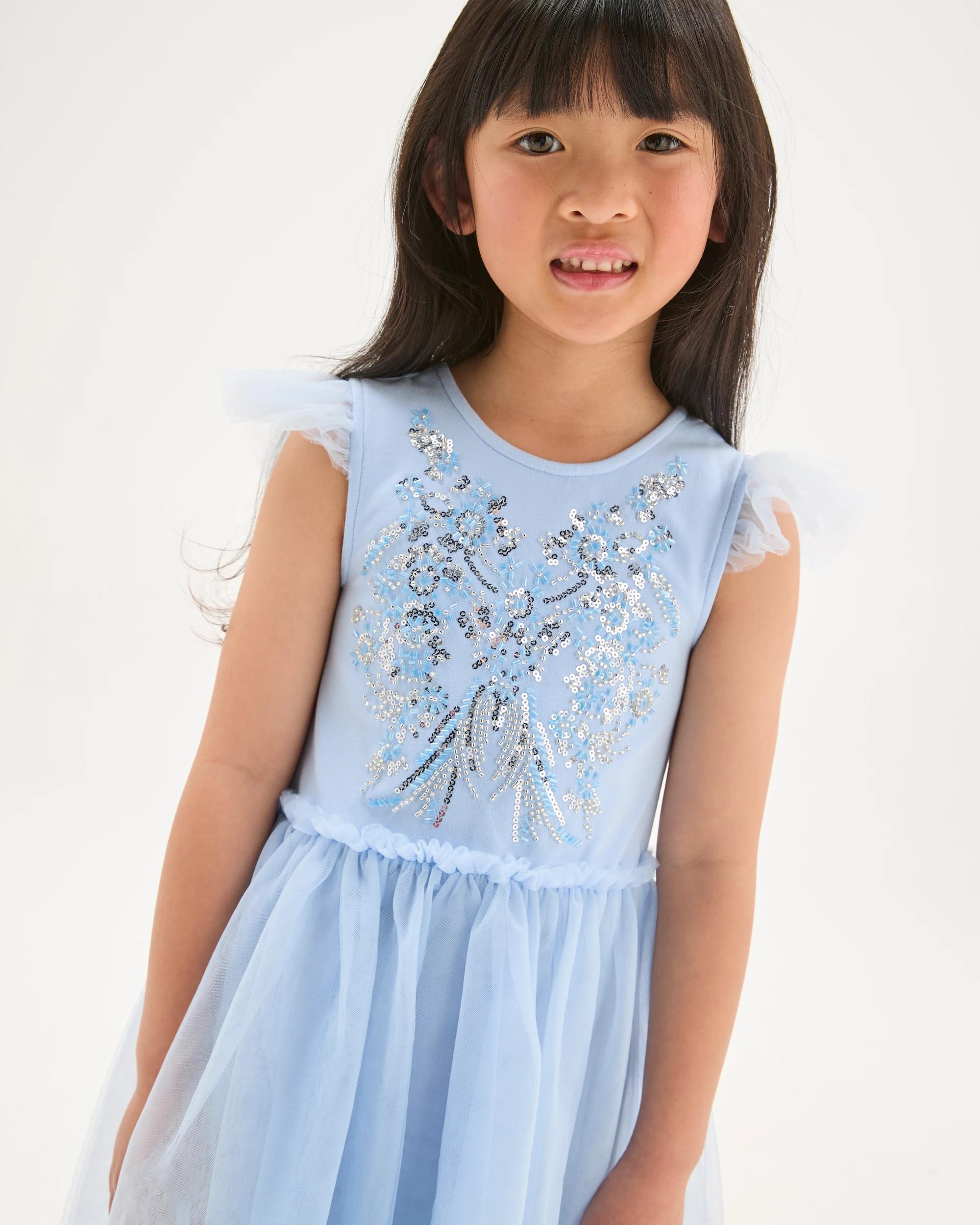 3 Target Kids Occasion Princess Sequin Tulle Dress BLUE, 3 of 7