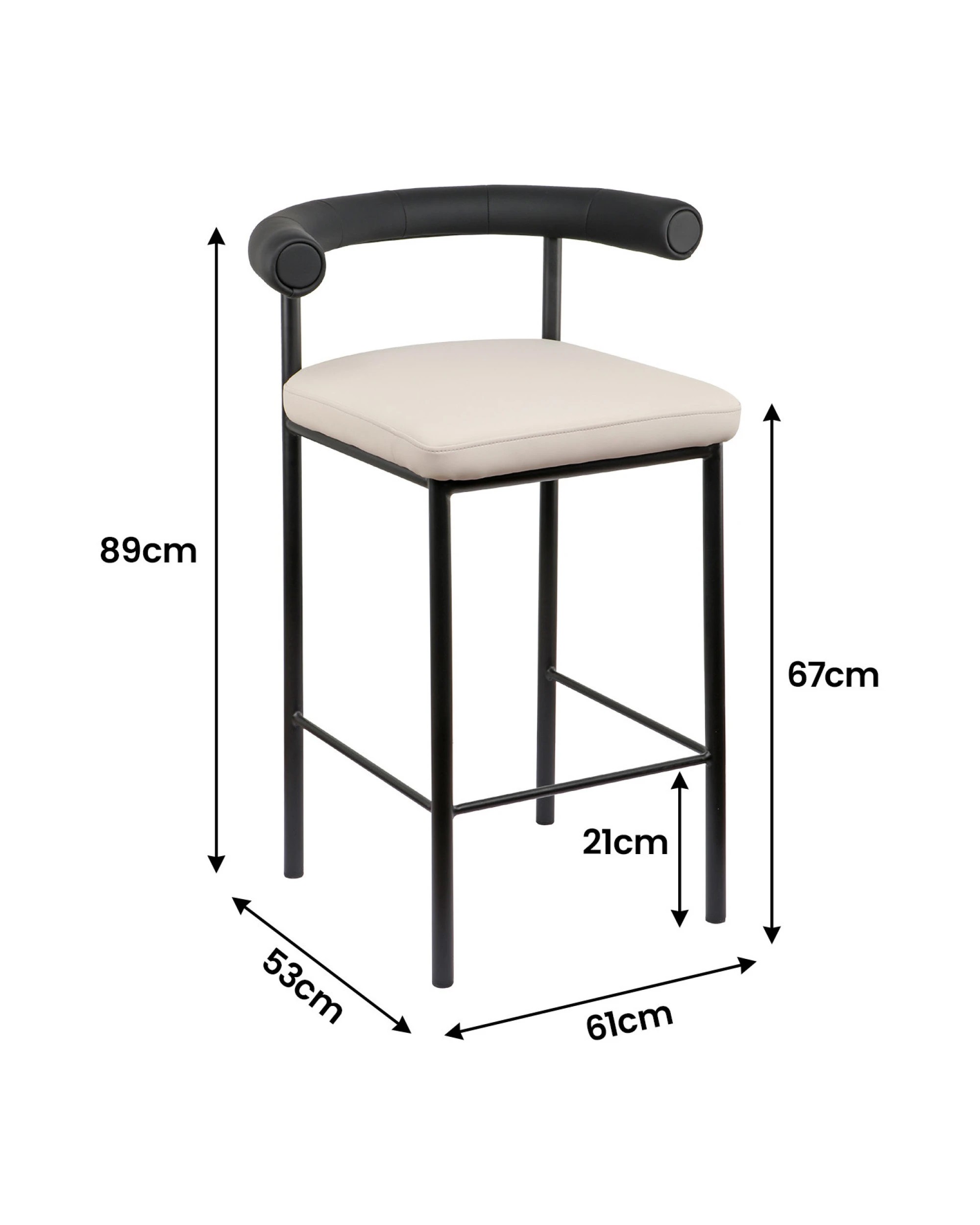 4 Sarantino Cedric Kitchen Bar Stool - Black And Beige, 4 of 10