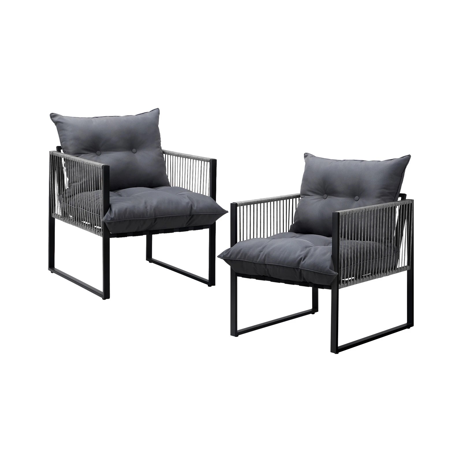1 Livsip 2PCS Outdoor Furniture Patio Chairs Garden Lounge Sofa Set PE Wicker - Multi, 1 of 9