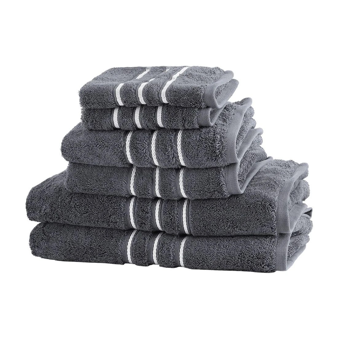 1 6 Pack Bath Towels Set Cotton Towel - Grey, 1 of 4