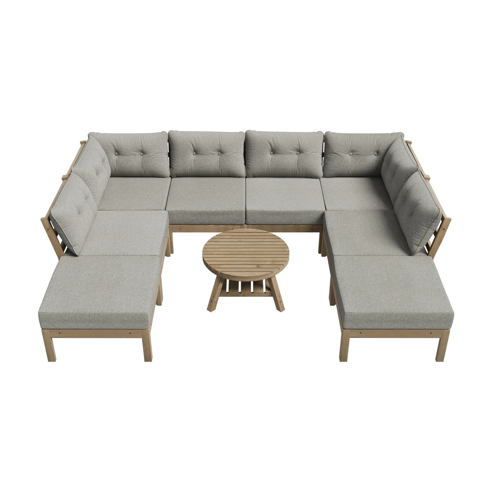 6 Livsip 9PCS Outdoor Sofa Set Lounge Setting Patio Furniture - Beige, 6 of 8