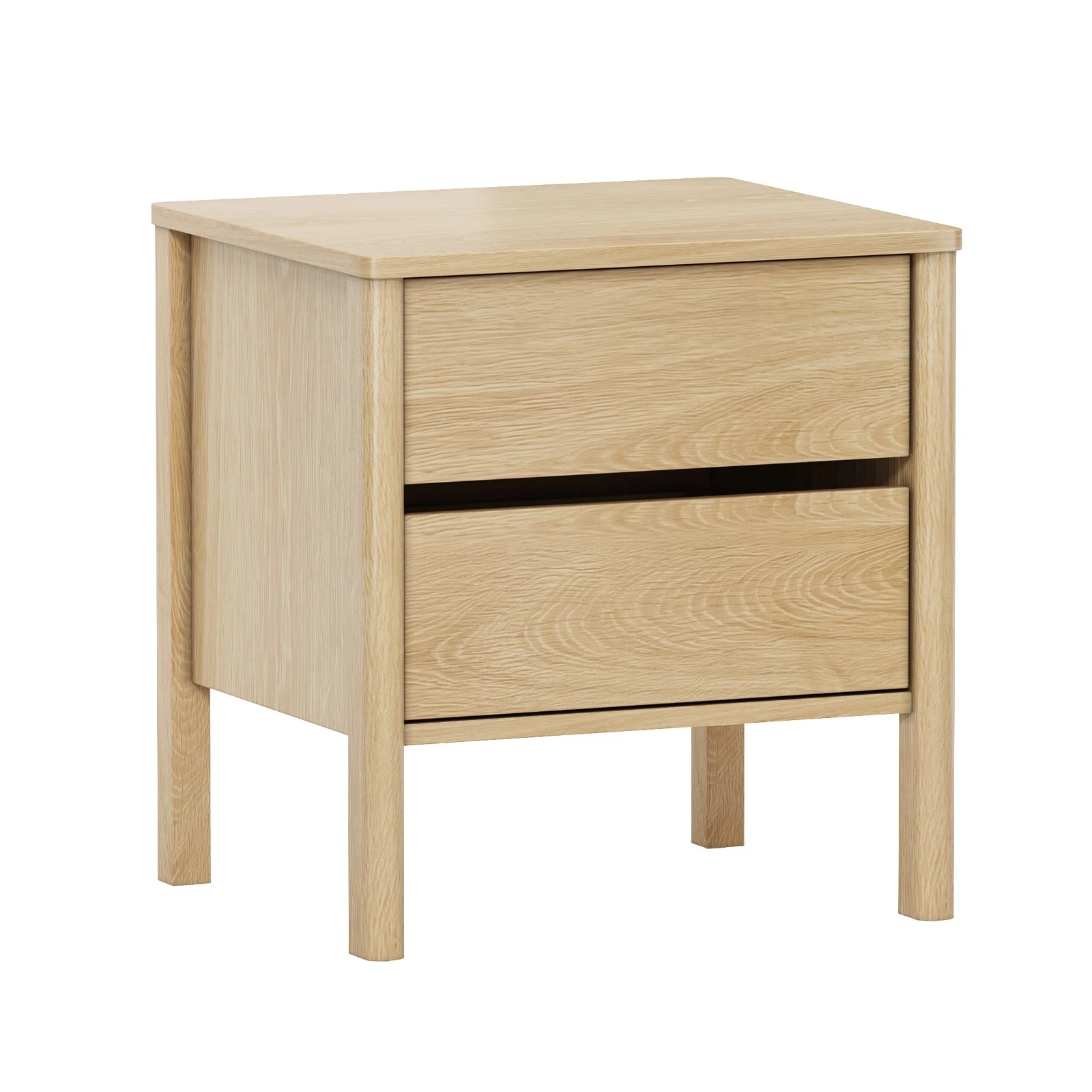 1 Oikiture Bedside Table 2 Drawers Side Table Nightstand Handle-free - Natural, 1 of 9