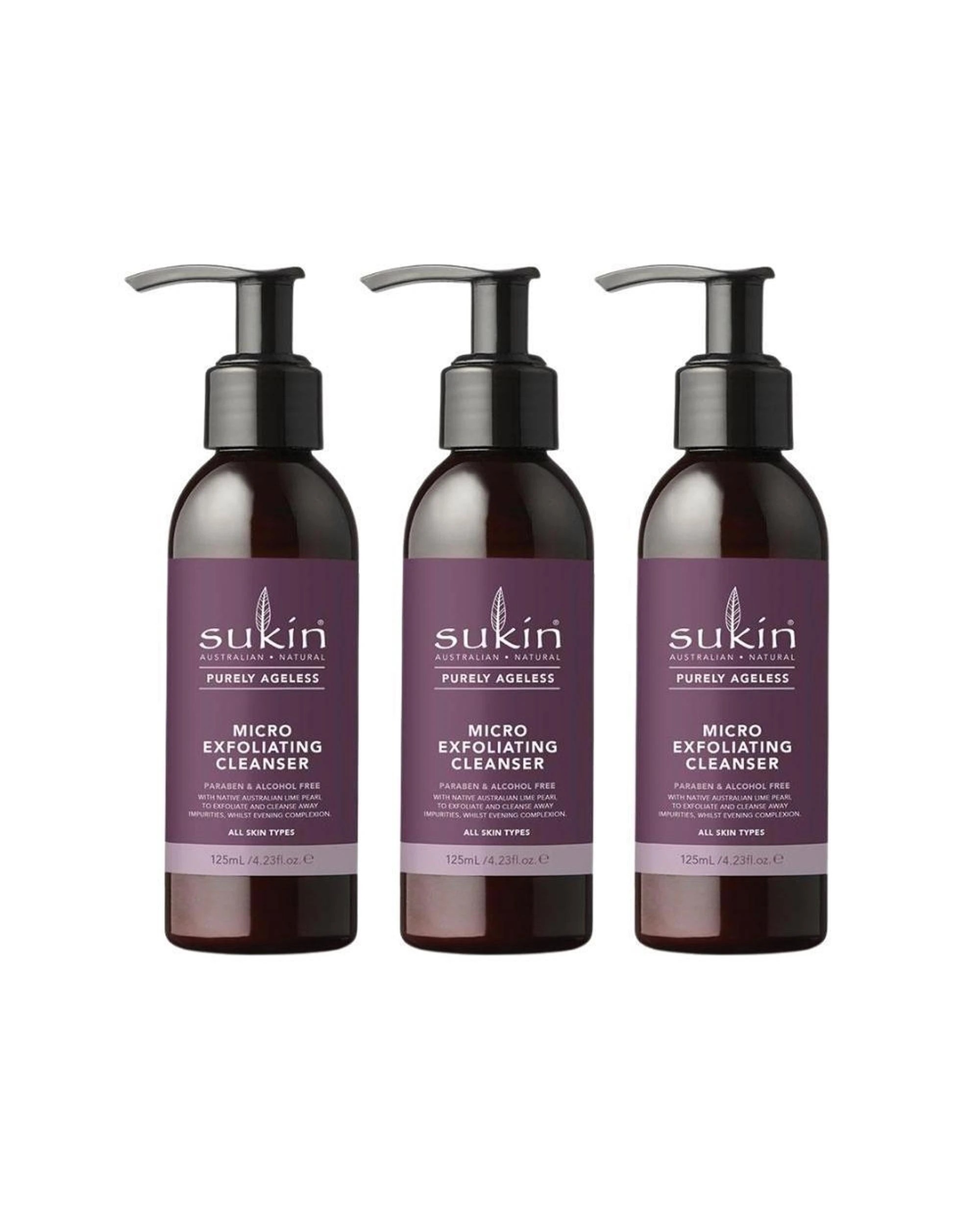1 3 x Sukin Purely Ageless Micro Exfoliating Cleanser 125mL, 1 of 1