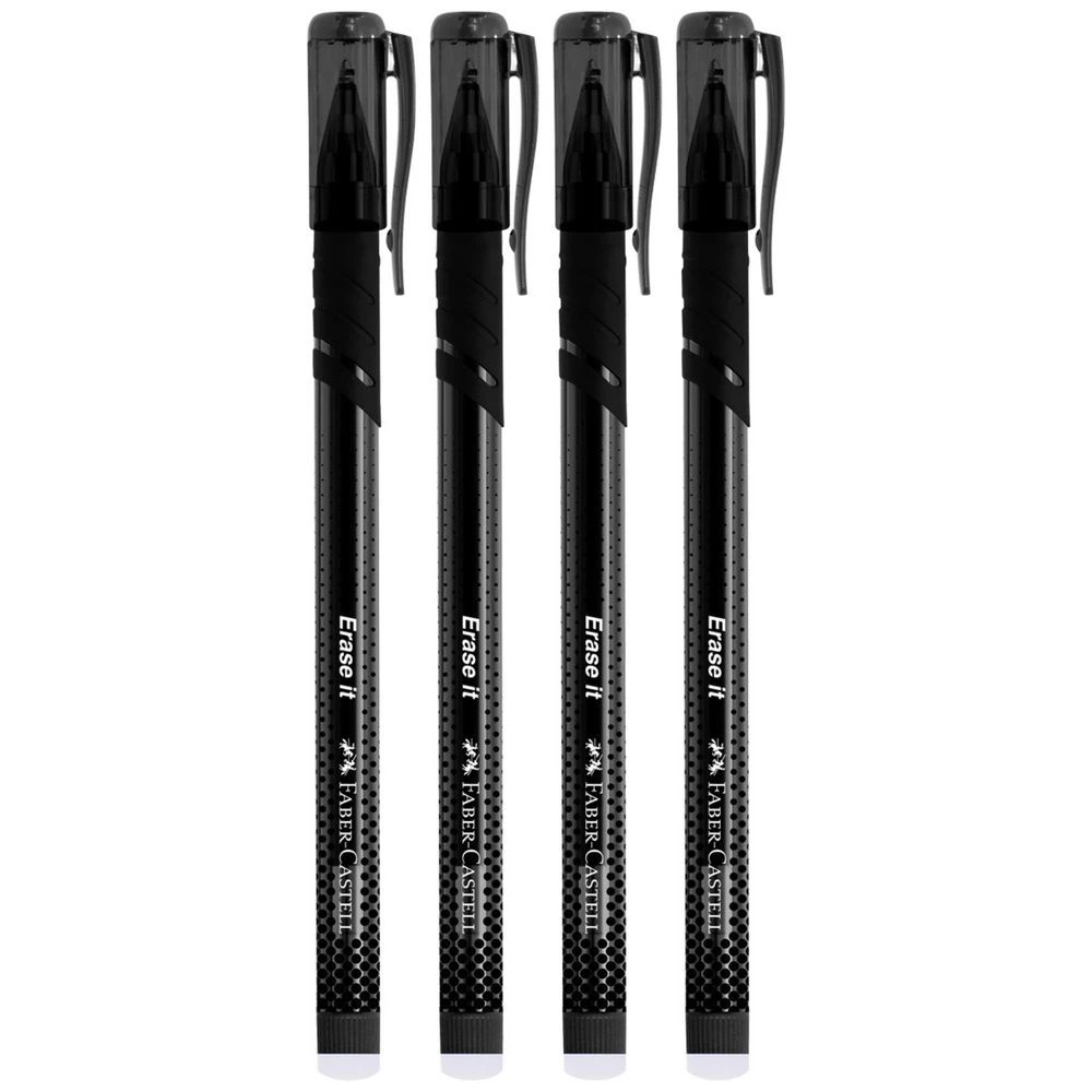 3 Faber-Castell Erase It Gel Pen 0.7mm Black 4 Pack, 3 of 4