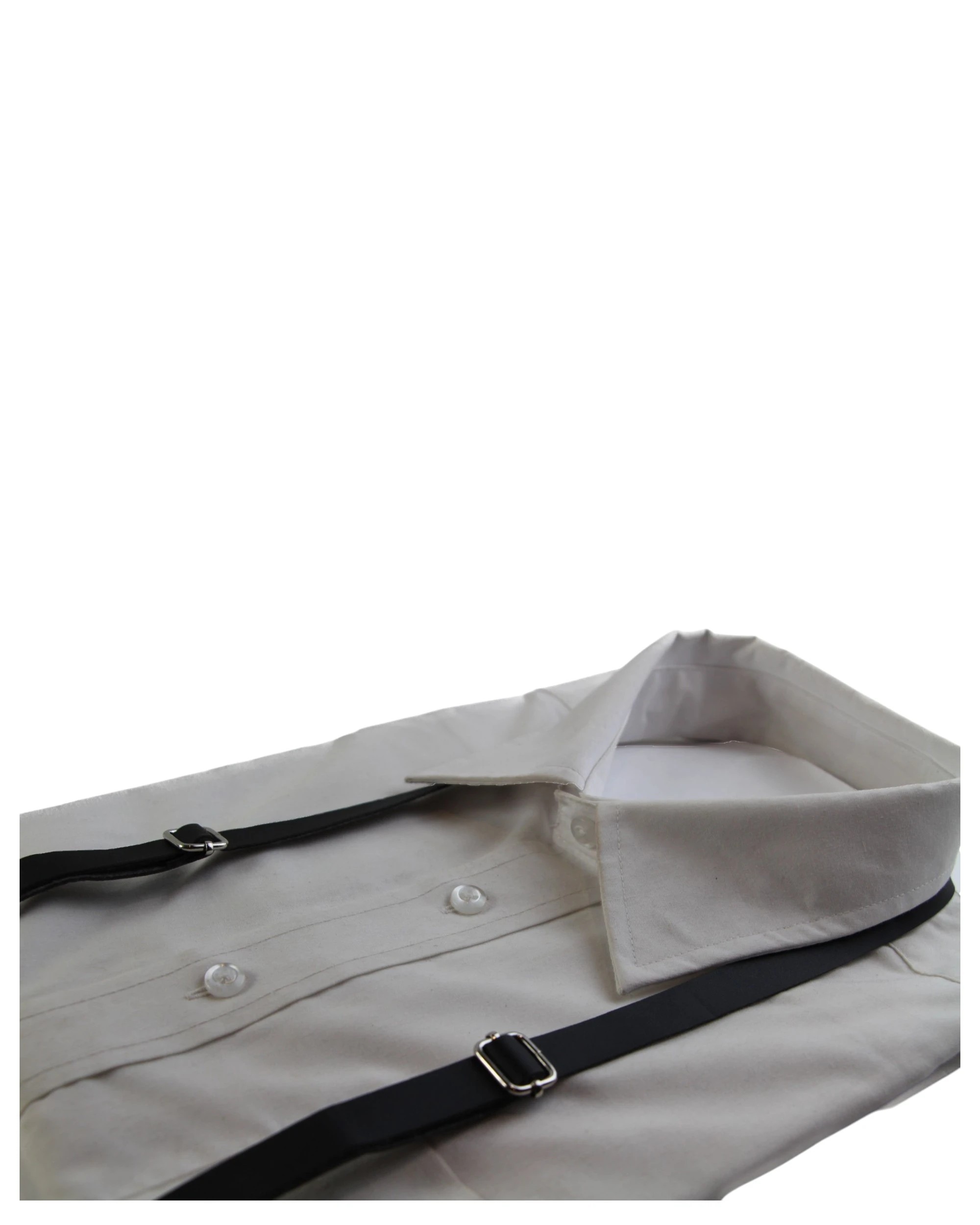 2 Zasel Mens Adjustable Faux Leather Thin Suspenders - Black, 2 of 2