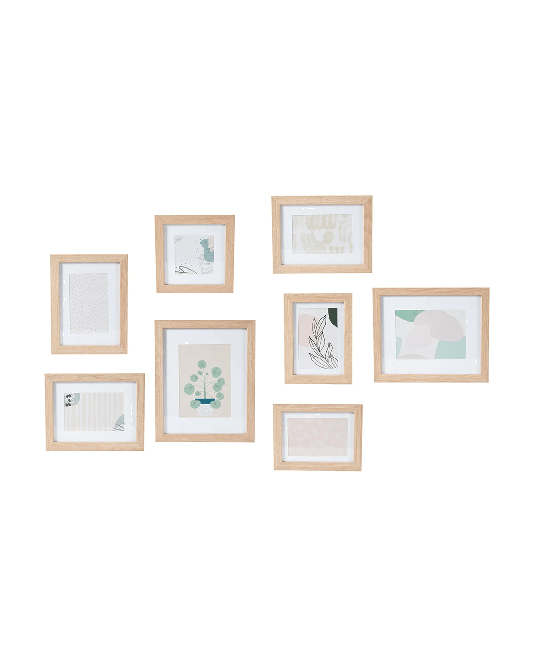 1 8 Piece Wall Photo Frame Set - Oak, 1 of 10