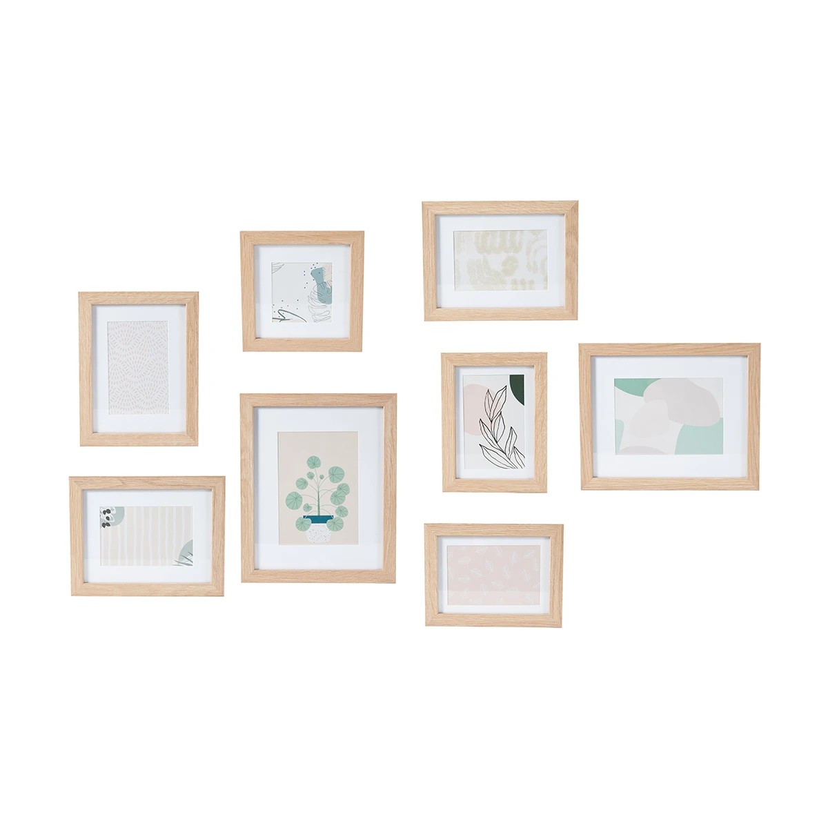 1 8 Piece Wall Photo Frame Set - Oak, 1 of 10