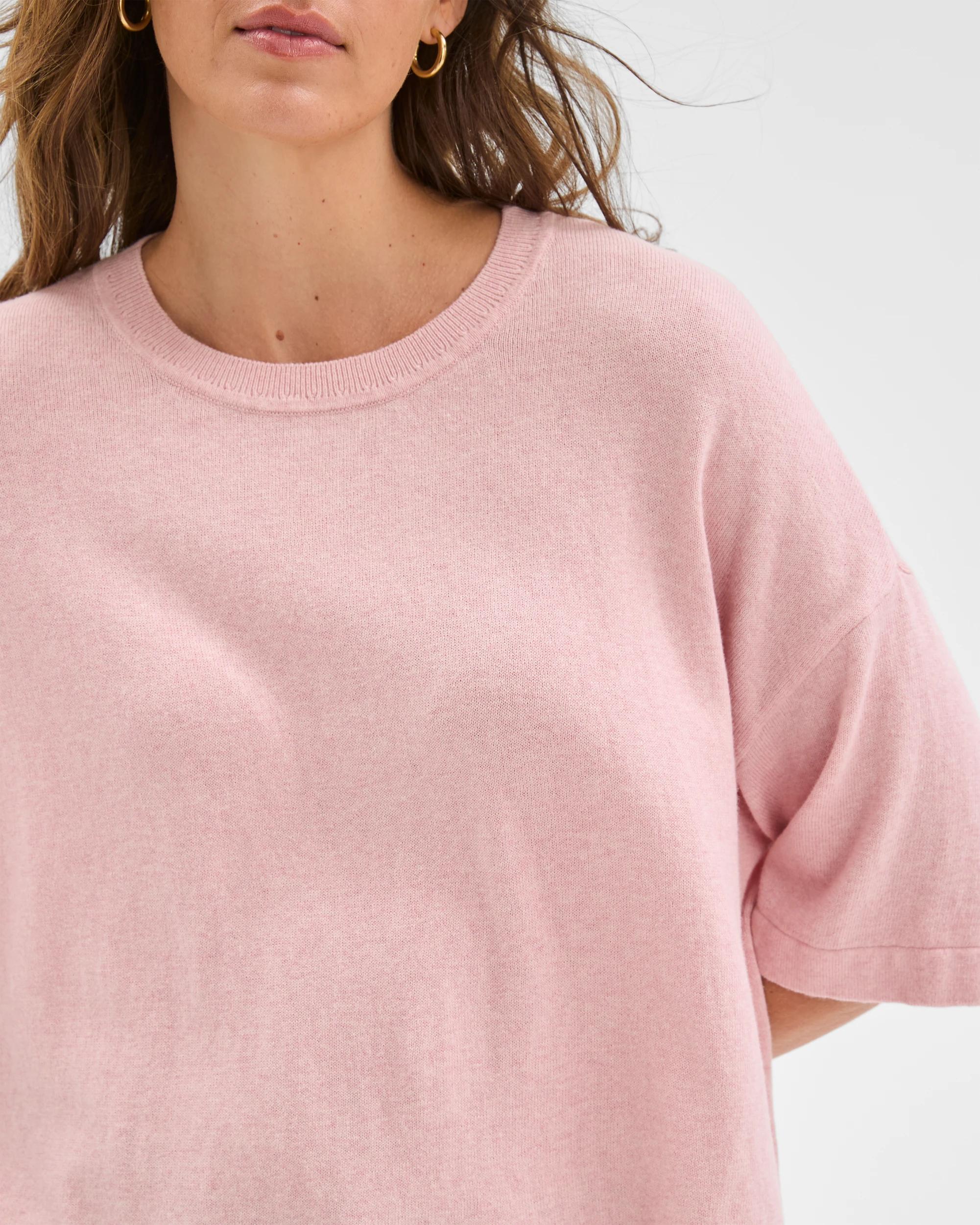 4 Target Woman Cotton Cashmere Crew Neck Knit T-Shirt SOFT BLUSH, 4 of 5