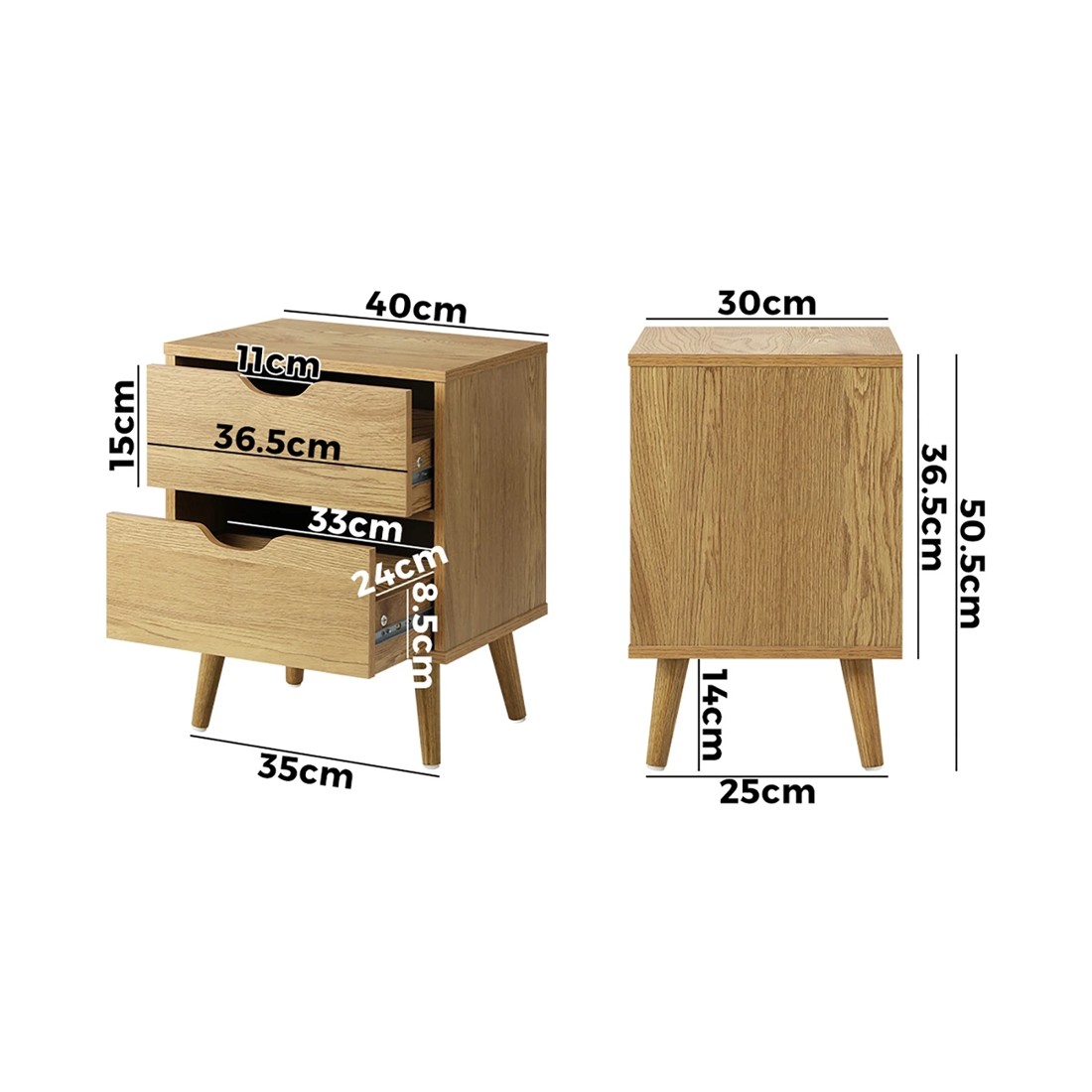 10 Oikiture Bedside Tables 2 Drawers Side Table Nightstand Storage
 - Natural, 10 of 10