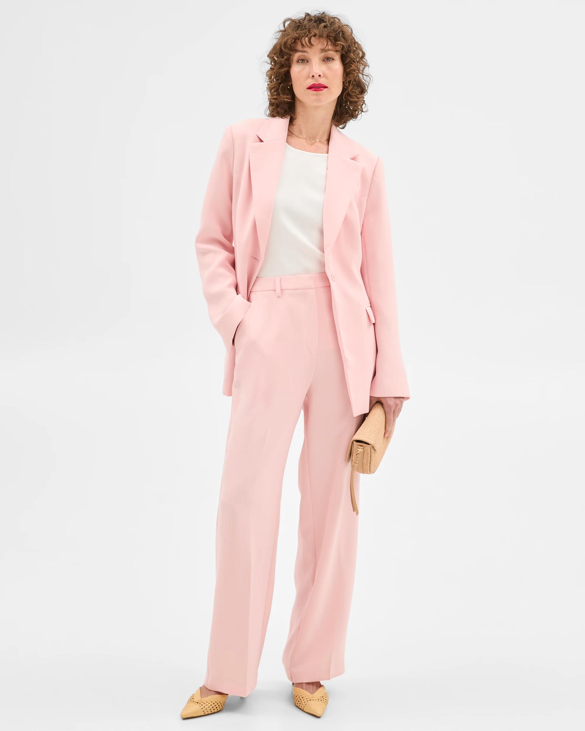 1 Crepe Tailored Single Breasted Cinched Waist Blazer - Preview PINK, 1 of 9