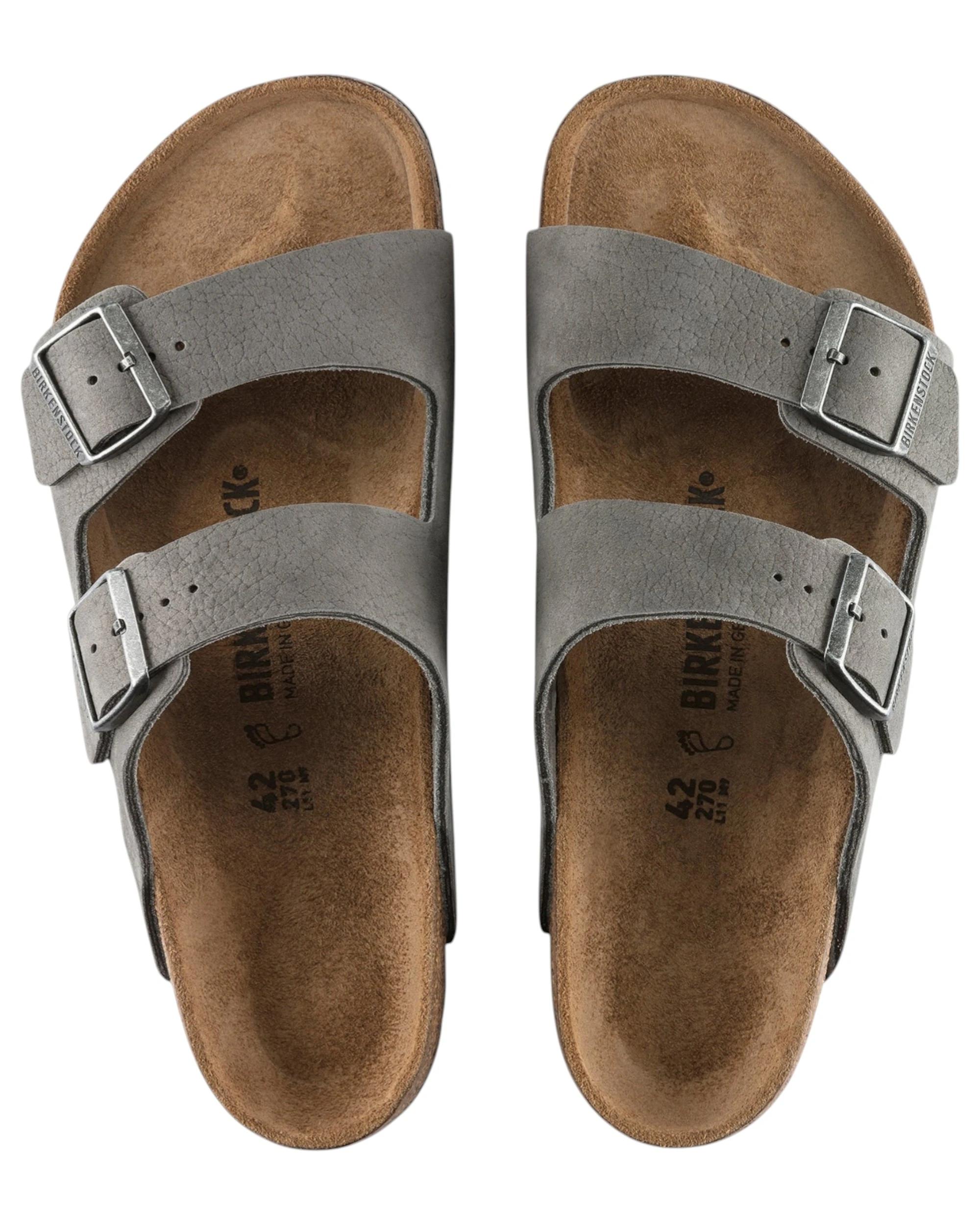 2 Birkenstock Mens Arizona Desert Buck Nubuck Leather Regular Sandals WHALE GREY, 2 of 4