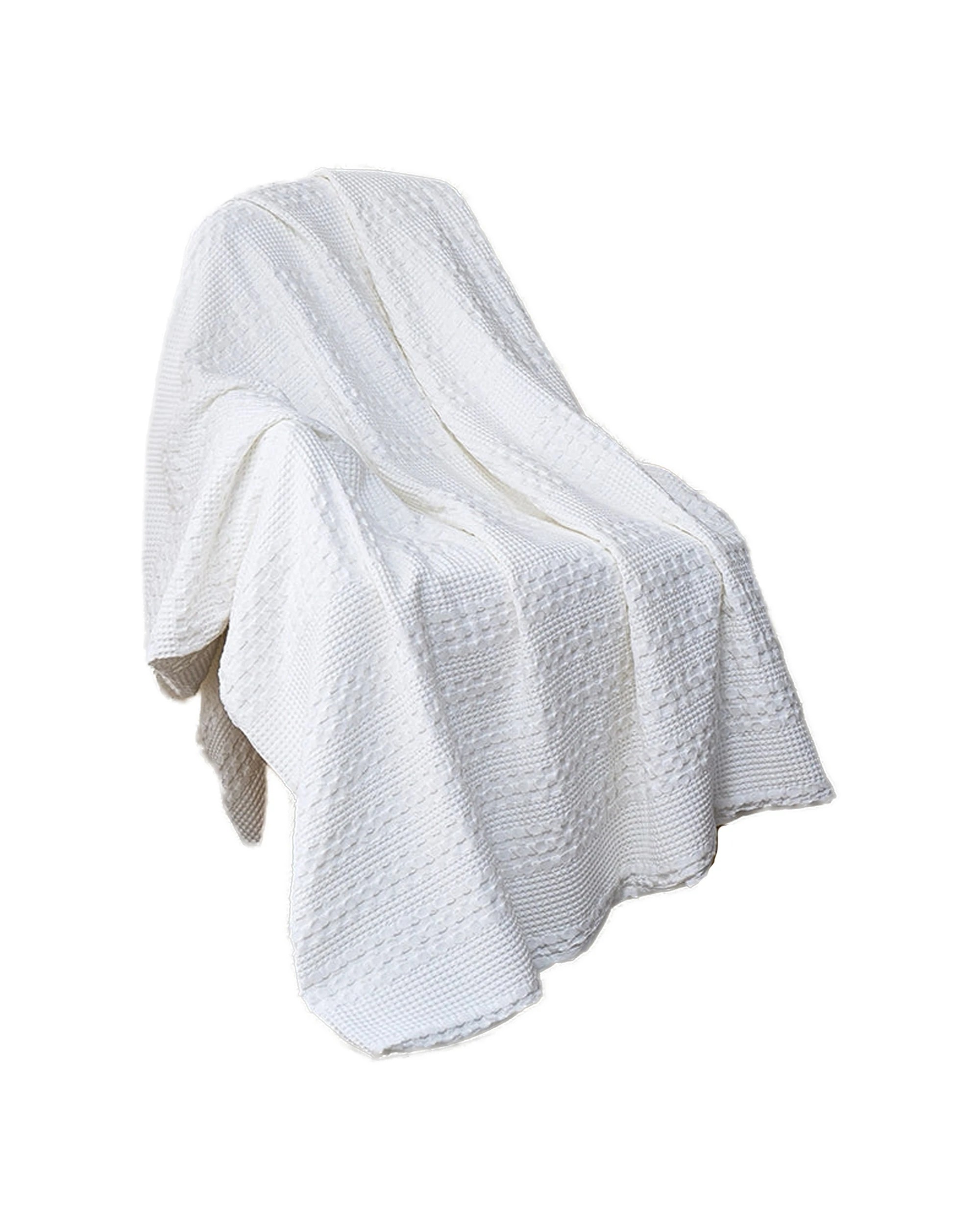 1 Cotton More Striped Large Waffle Blanket Throw Soft 100% Cotton Queen - White, 1 of 4
