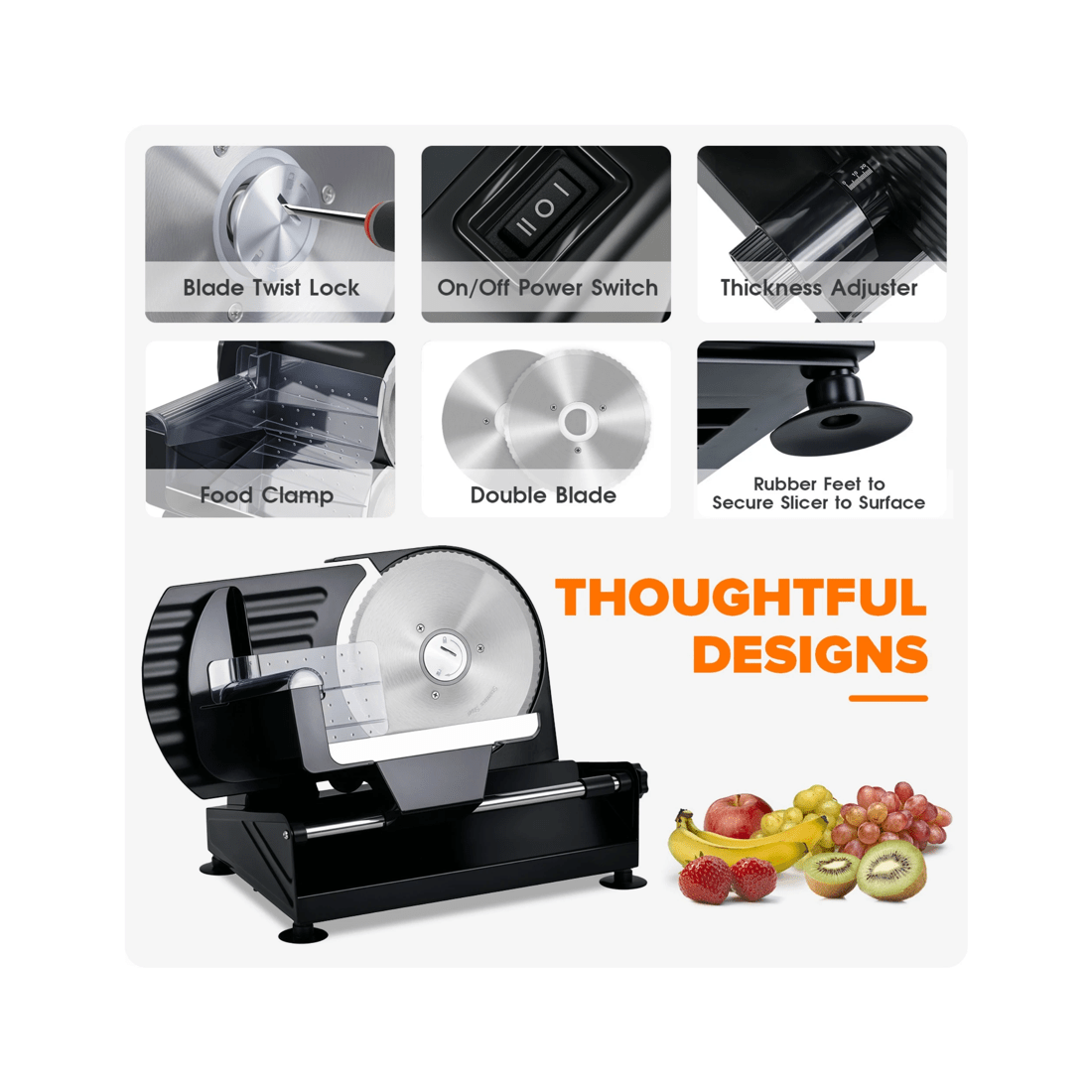 3 Advwin Electric Meat Slicer, 7.5" Food Slicer With Removable Stainless Steel Blade, Thickness Upgraded Meat Slicer, 3 of 7