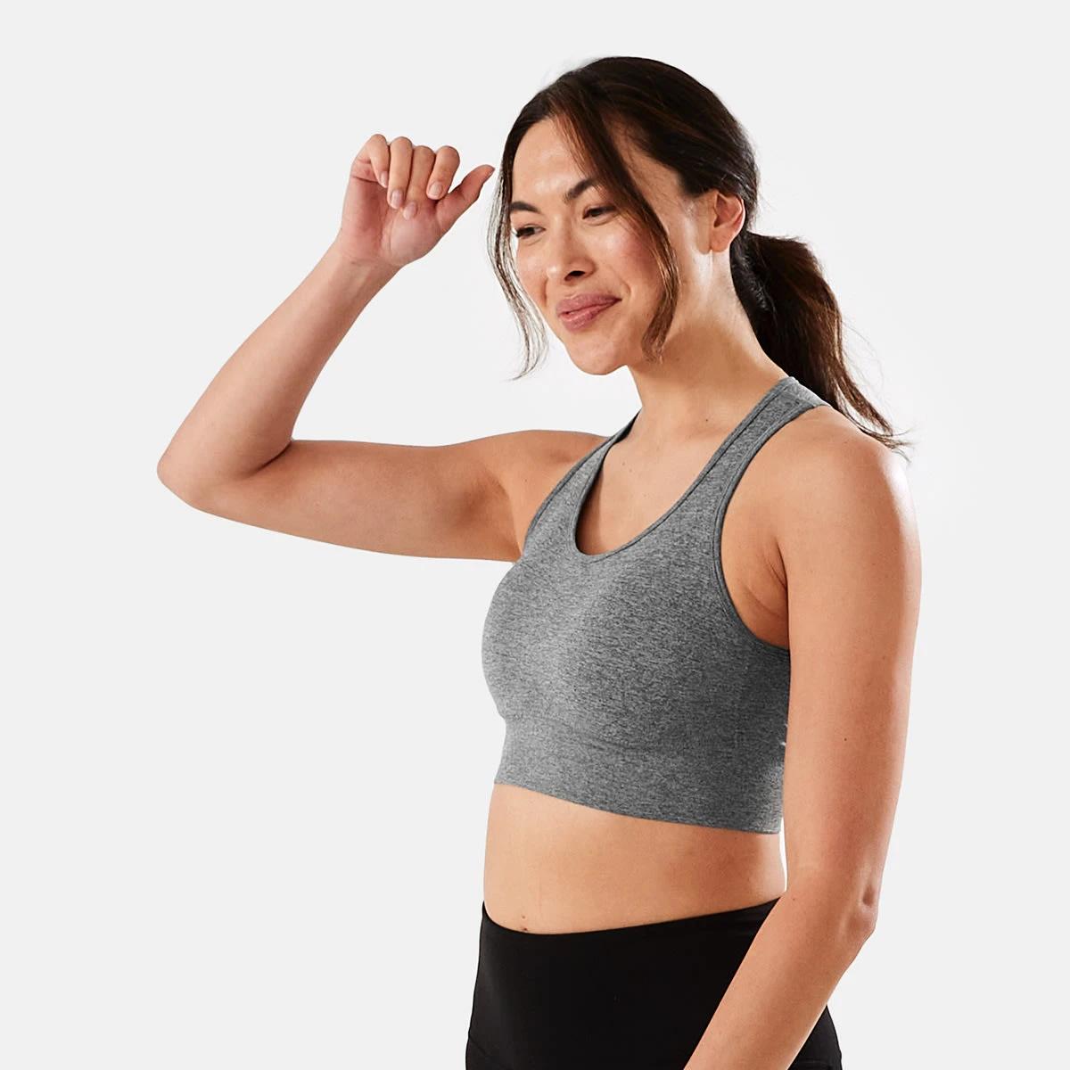 2 Active Womens Low Impact Seamfree Crop Top Grey Marle, 2 of 7