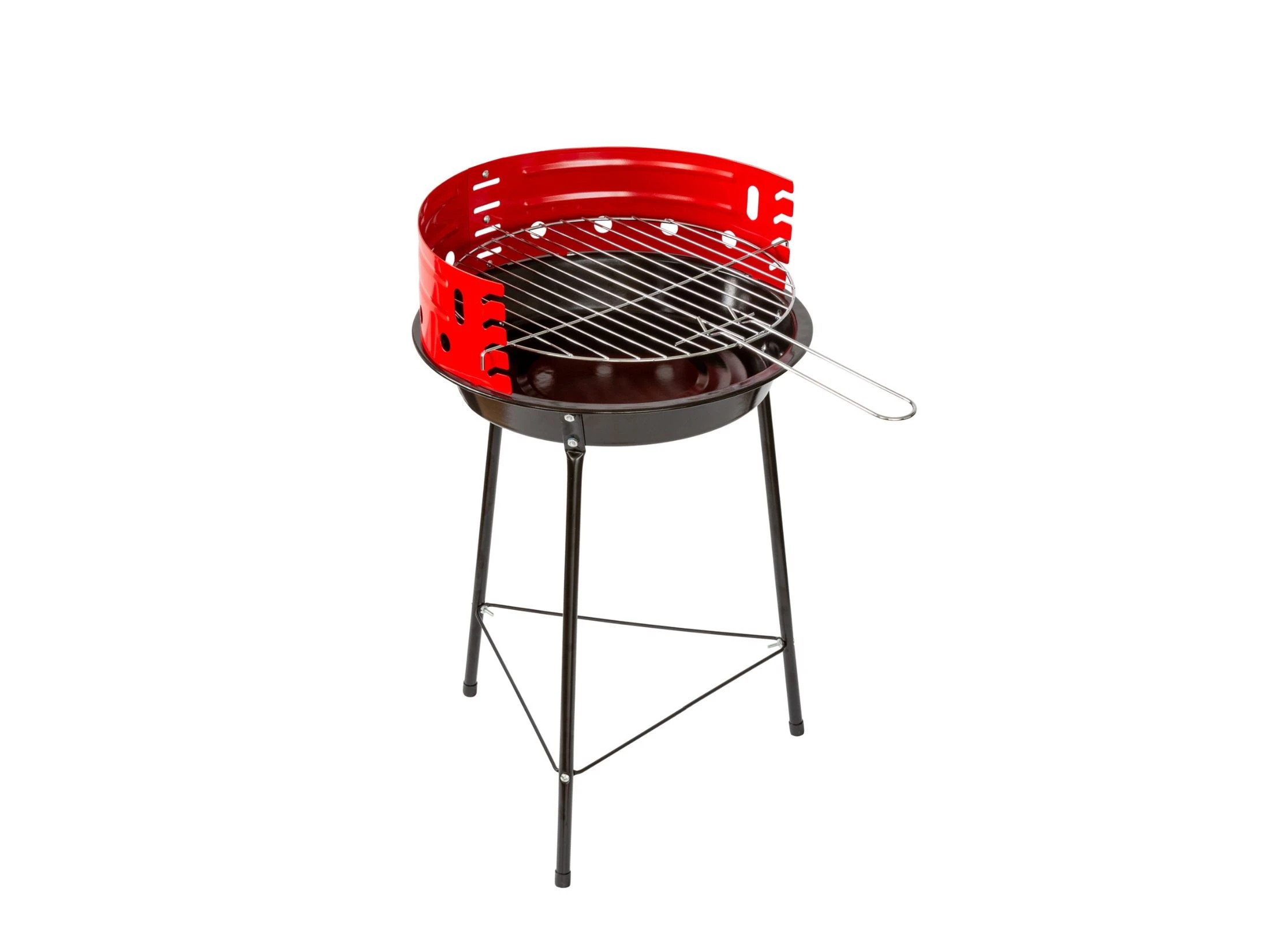 3 Hacienda 13" Portable Charcoal BBQ Grill - Black/Red, 3 of 4