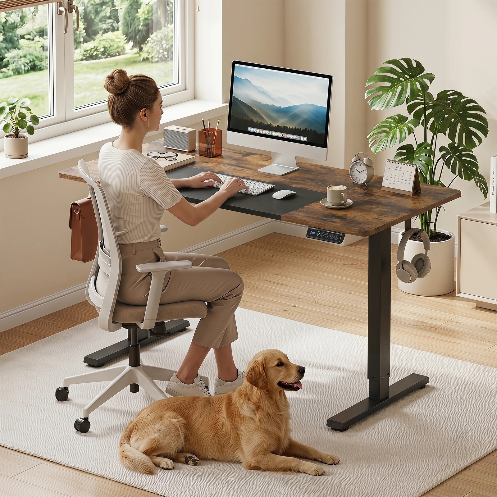 3 Costway 120 x 60cm Electric Standing Desk Height Adjustable Stand Up Desk - Black, 3 of 6