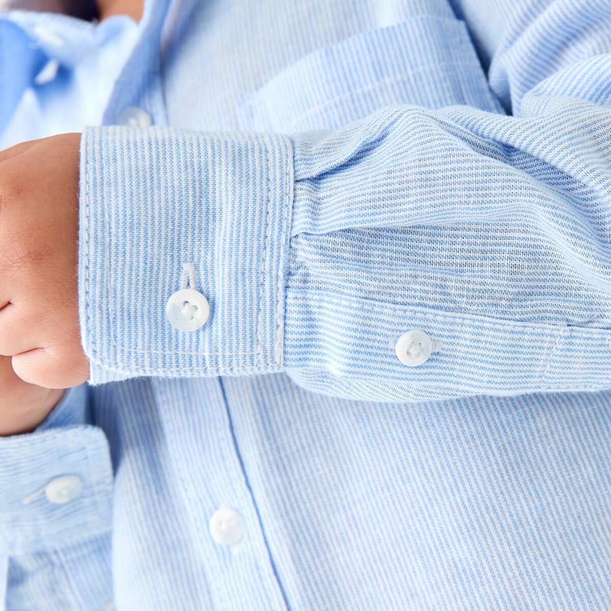 7 Long Sleeve Linen Shirt BLUE STRIPE, 7 of 9