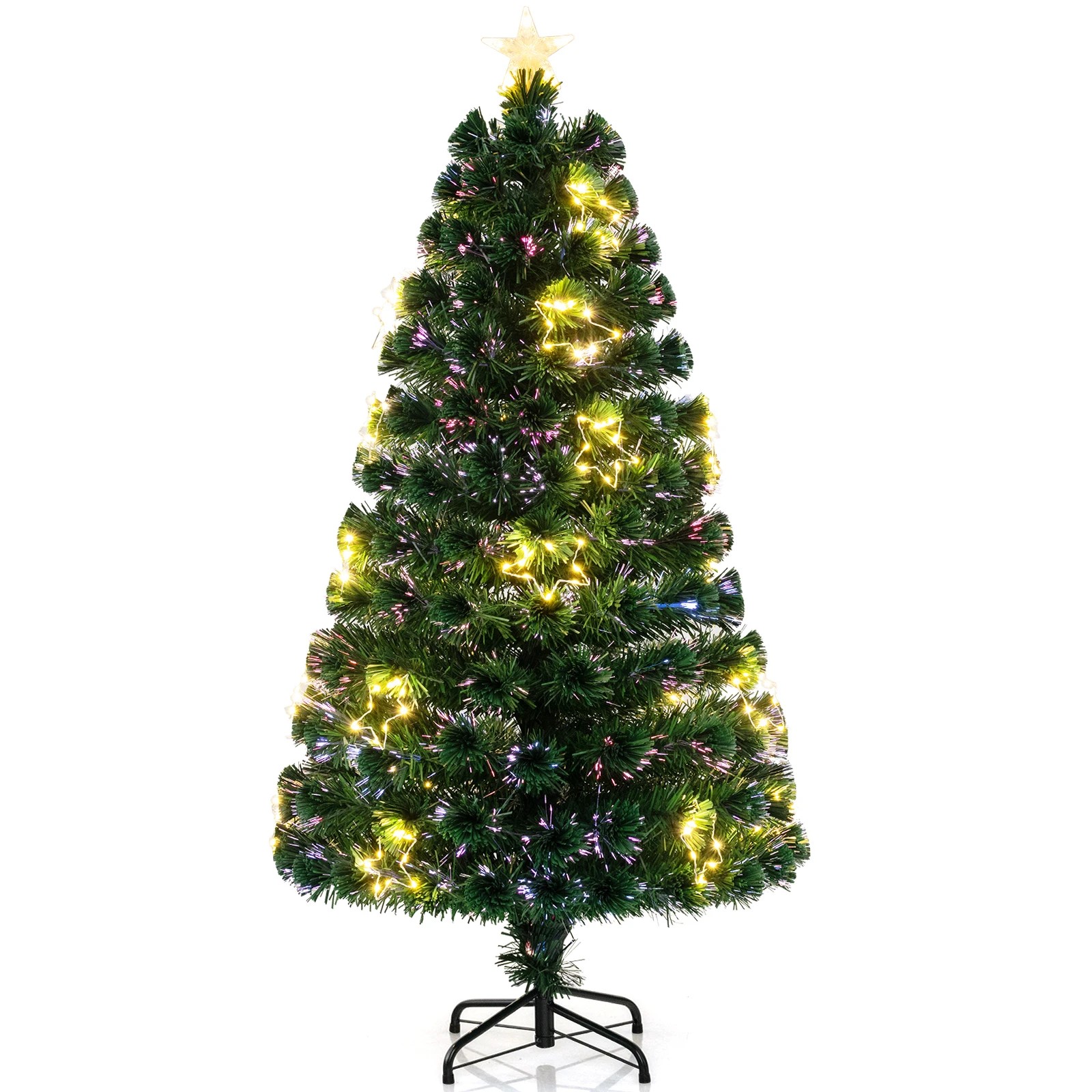 1 Costway 1.5M Optical Fiber Christmas Tree w/Star String Lights Pre-Lit Artificial Xmas Party Tree, 1 of 1
