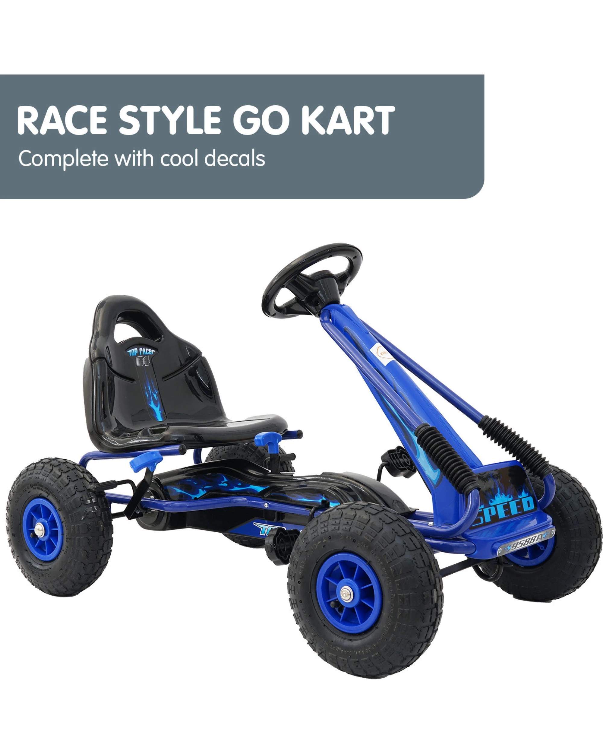 3 Kahuna G95 Kids Ride On Pedal Go Kart - Blue, 3 of 10