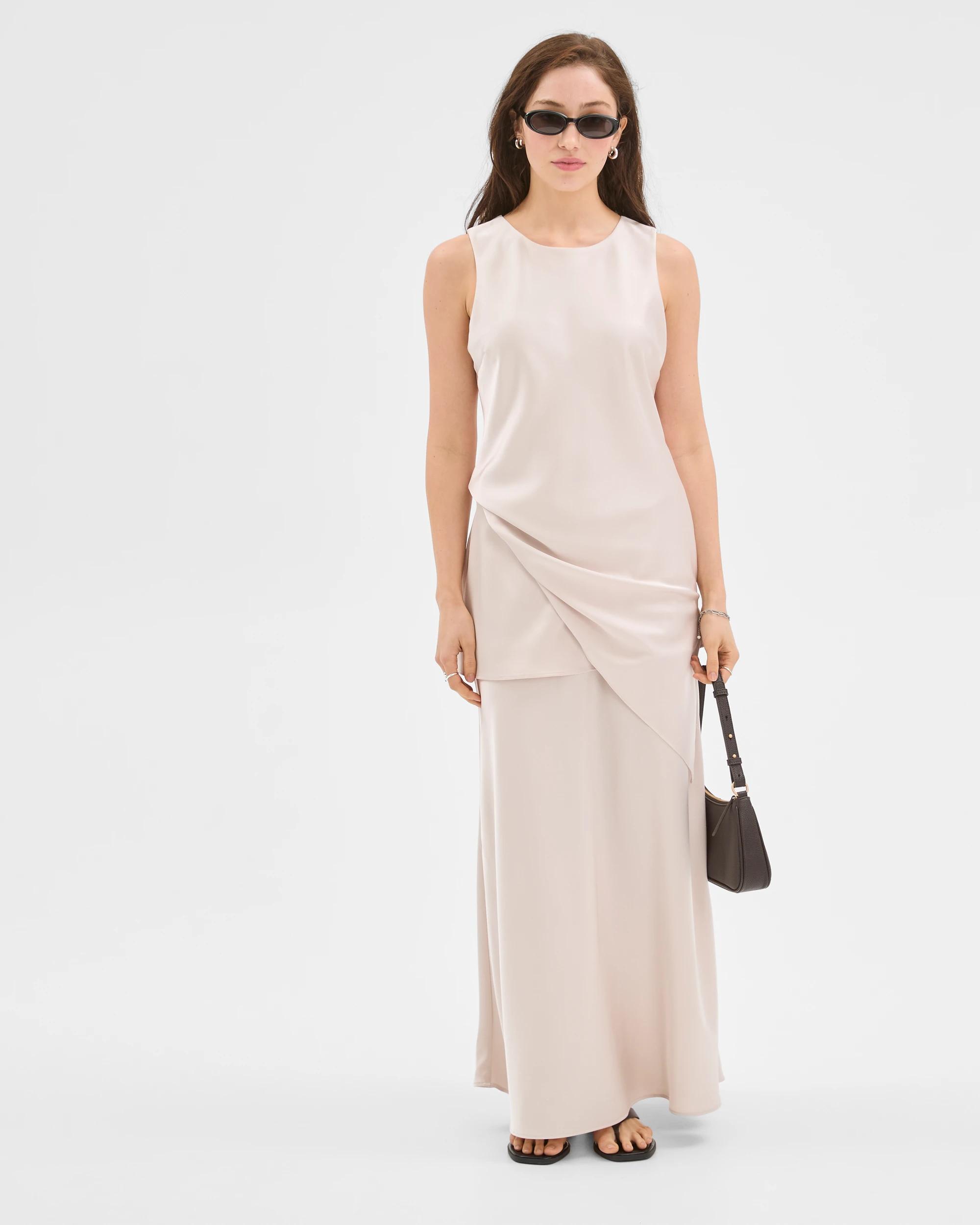 1 Lily Loves Satin Layered Maxi Skirt PEARL, 1 of 7