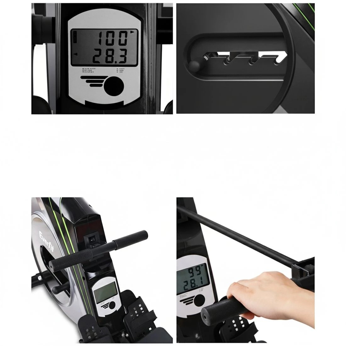 5 Everfit Rowing Machine Rower Elastic Rope Resistance Fitness Home Cardio - Silver, 5 of 6