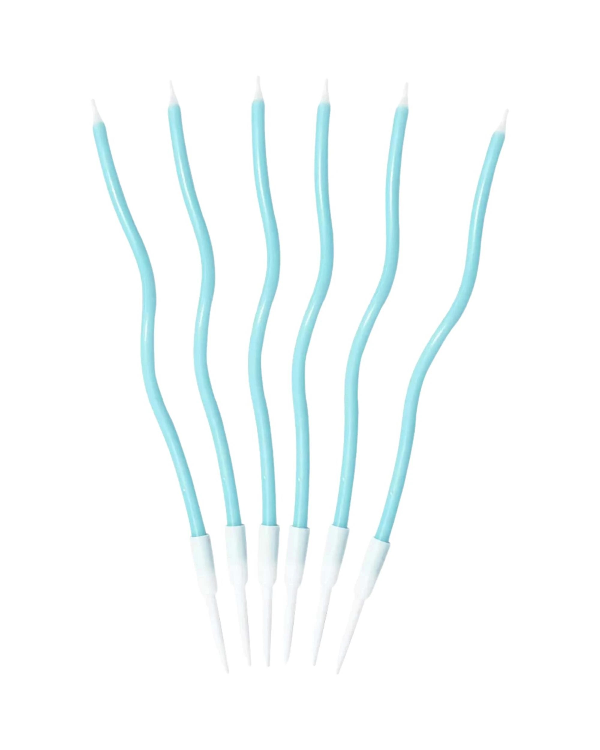 1 Party Maker Wavy Light Birthday Candles Pack of 6 - Blue, 1 of 4