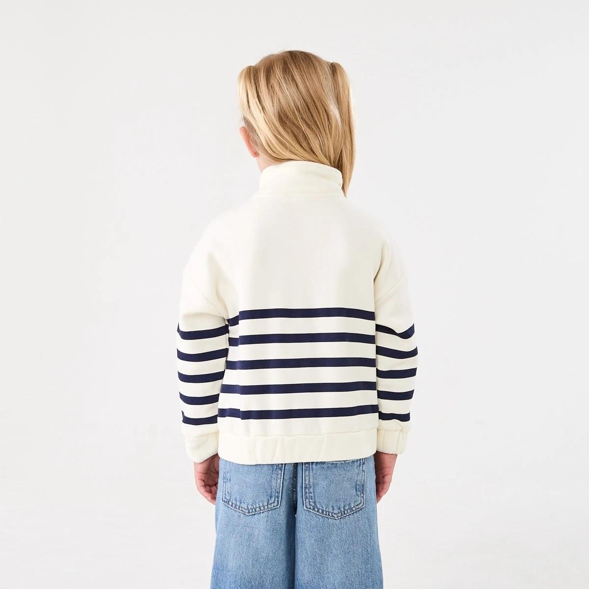 2 Quarter Zip Fleece Sweatshirt Stripe, 2 of 10