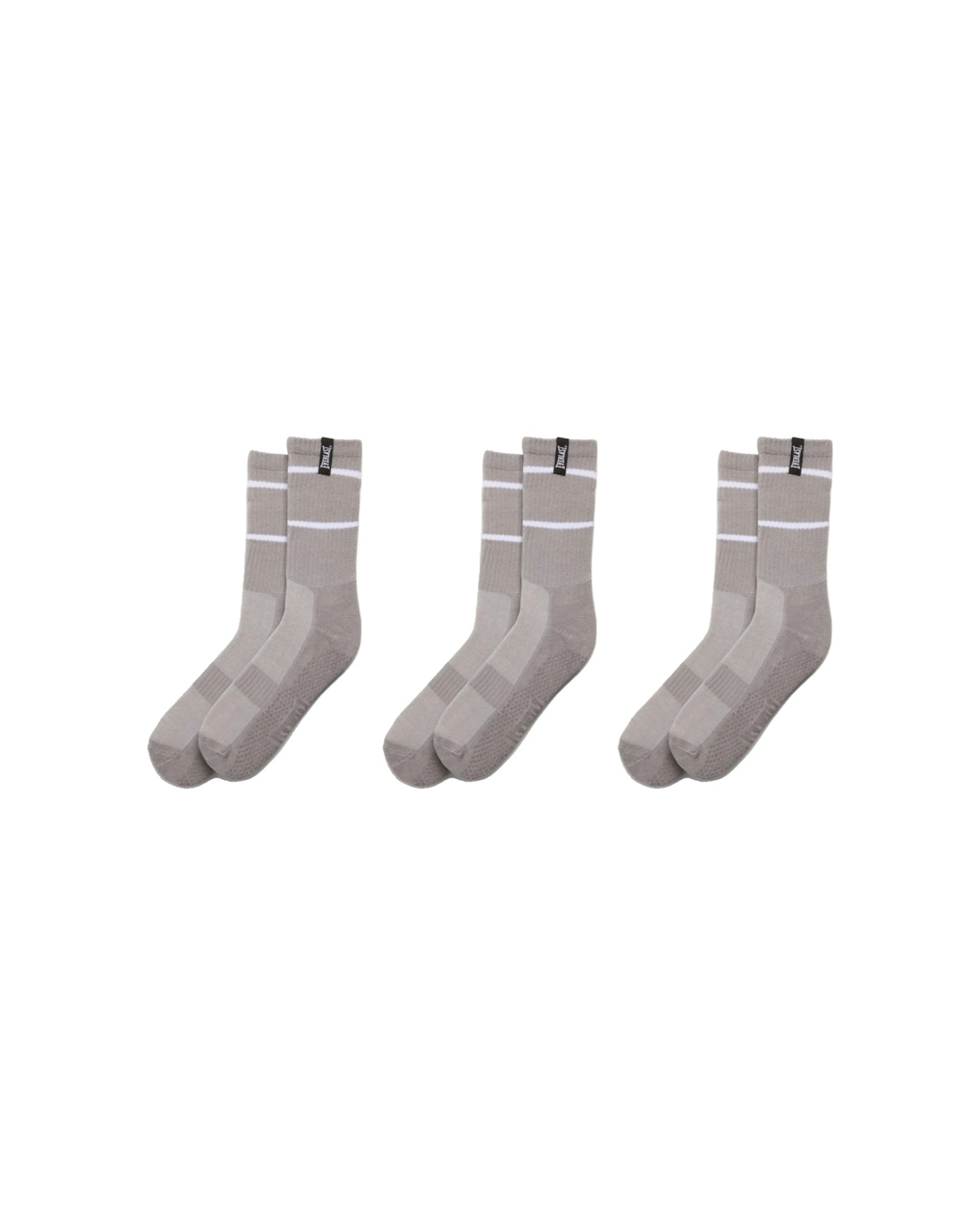 1 Everlast 3PK Yoga Grip Crew Socks Breathable Non-Slip Workout Gear Silicone Sole - Grey, 1 of 3
