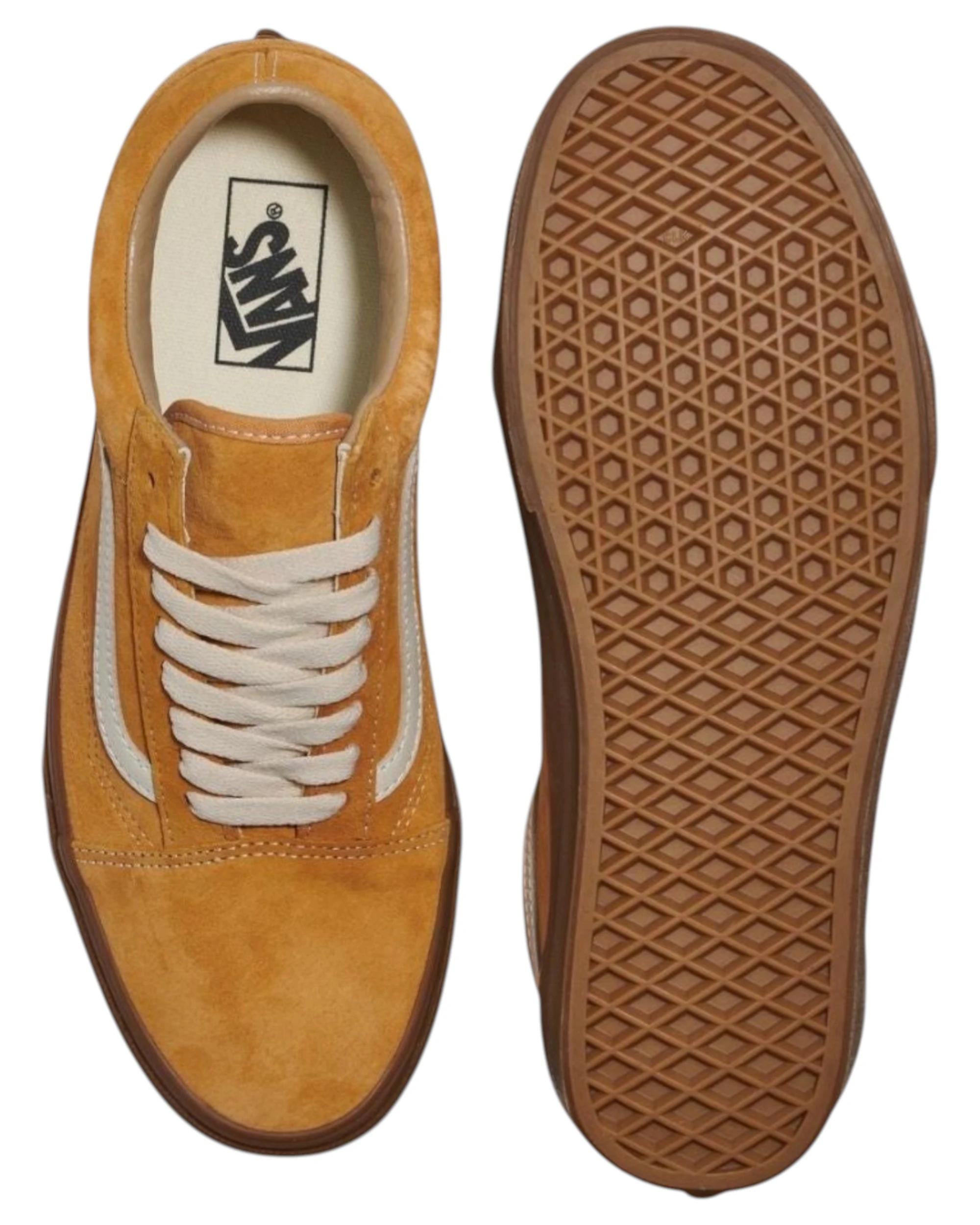 2 Vans Mens Old Skool Pig Suede Gum Antelope Yellow Lace Up Shoes YELLOW, 2 of 4