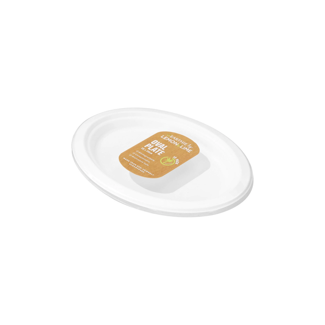 2 10pc Lemon & Lime Eco/biodegradable/compostable Disposable 26cm Oval Plate White
 - White, 2 of 3