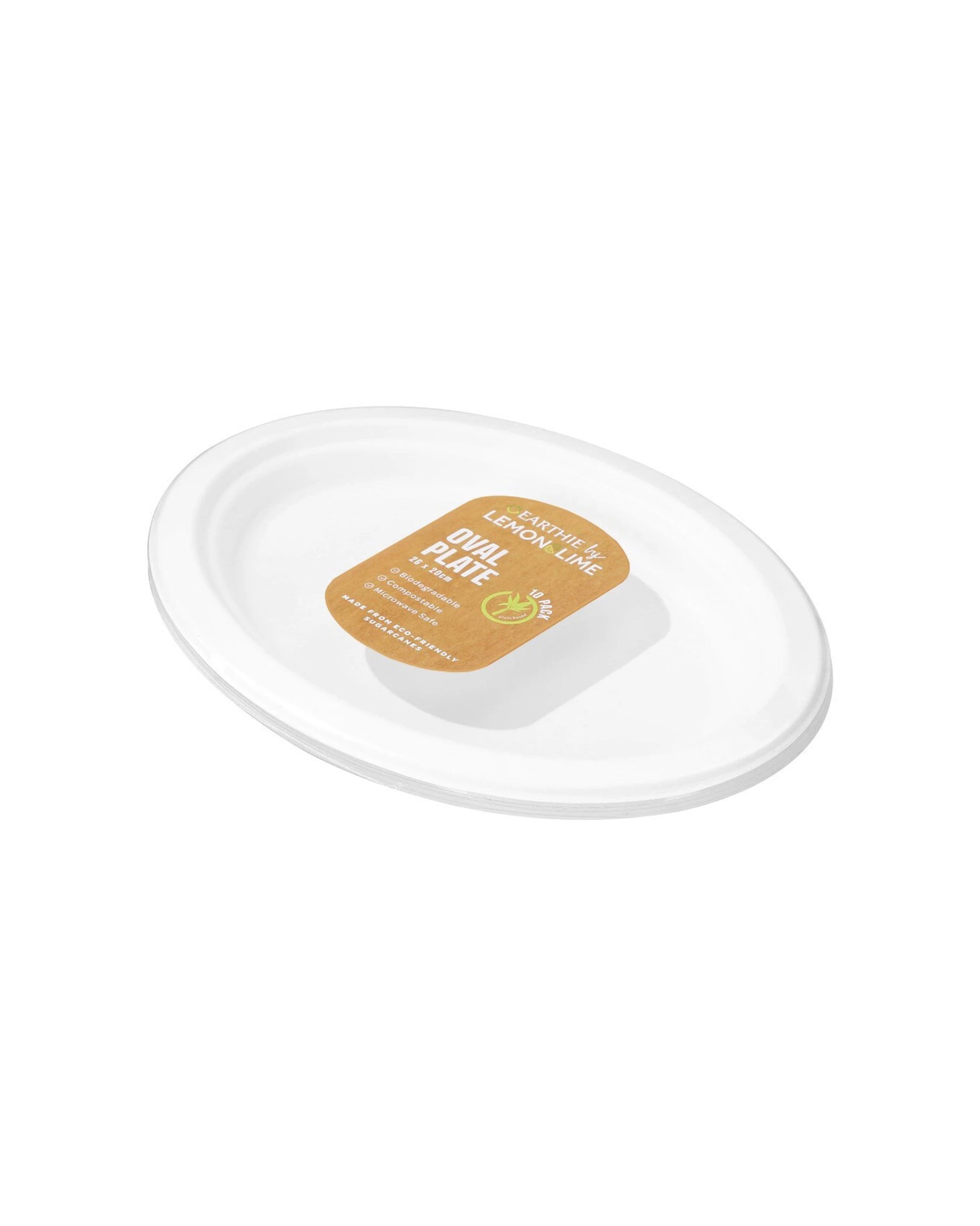 2 10pc Lemon & Lime Eco/biodegradable/compostable Disposable 26cm Oval Plate White
 - White, 2 of 3