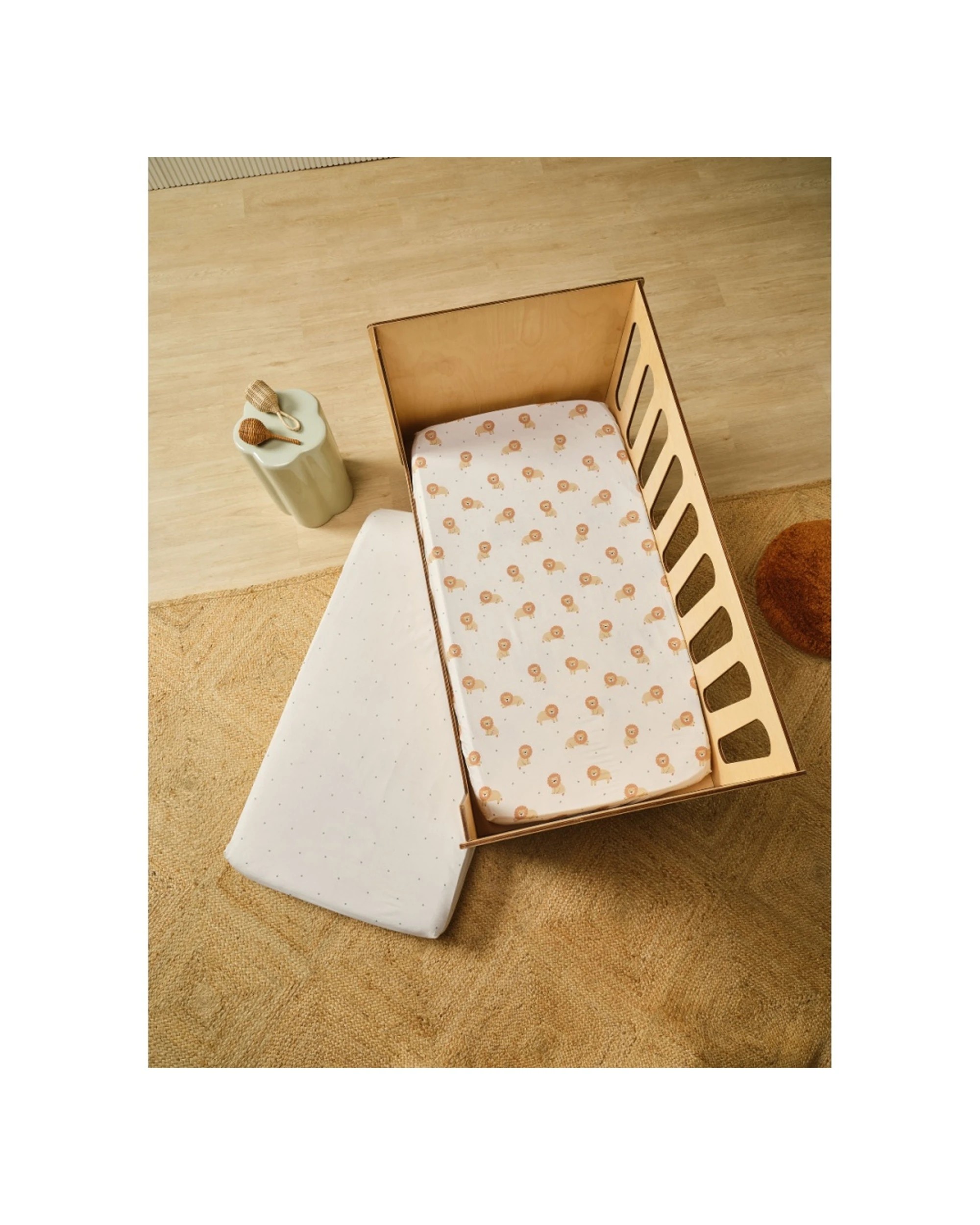 1 Linen House Kids 2pc Cat Nap Cot Fitted Sheet Set Baby Nursery Bedding - White, 1 of 3