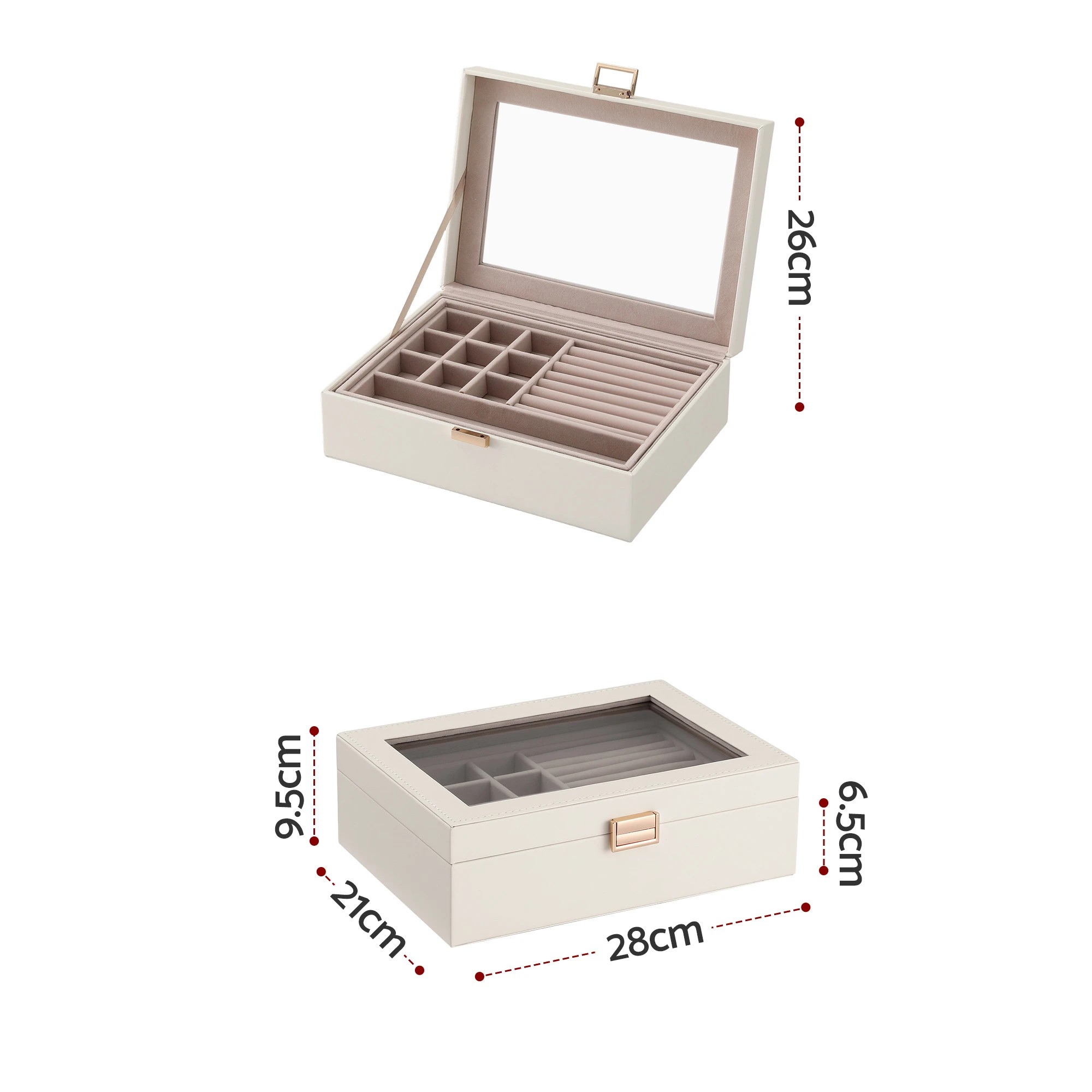 2 Embellir Jewellery Boxes & Organisers 2 Layer Storage Case Lid Necklace Organiser - White, 2 of 10