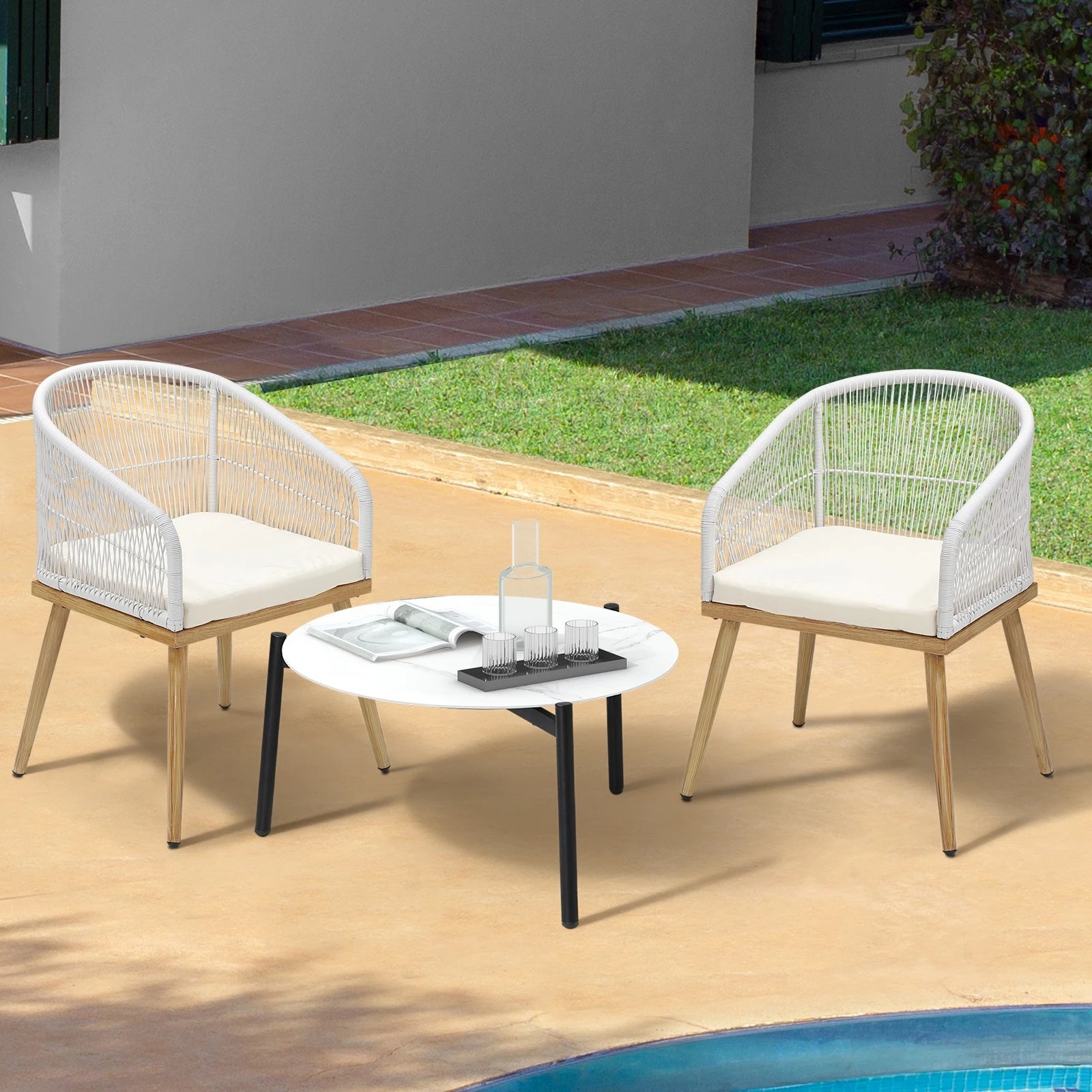 2 Livsip 3 Piece Outdoor Patio Setting Bistro Set Lounge Furniture Sets 70cm Table
 - Multi, 2 of 9