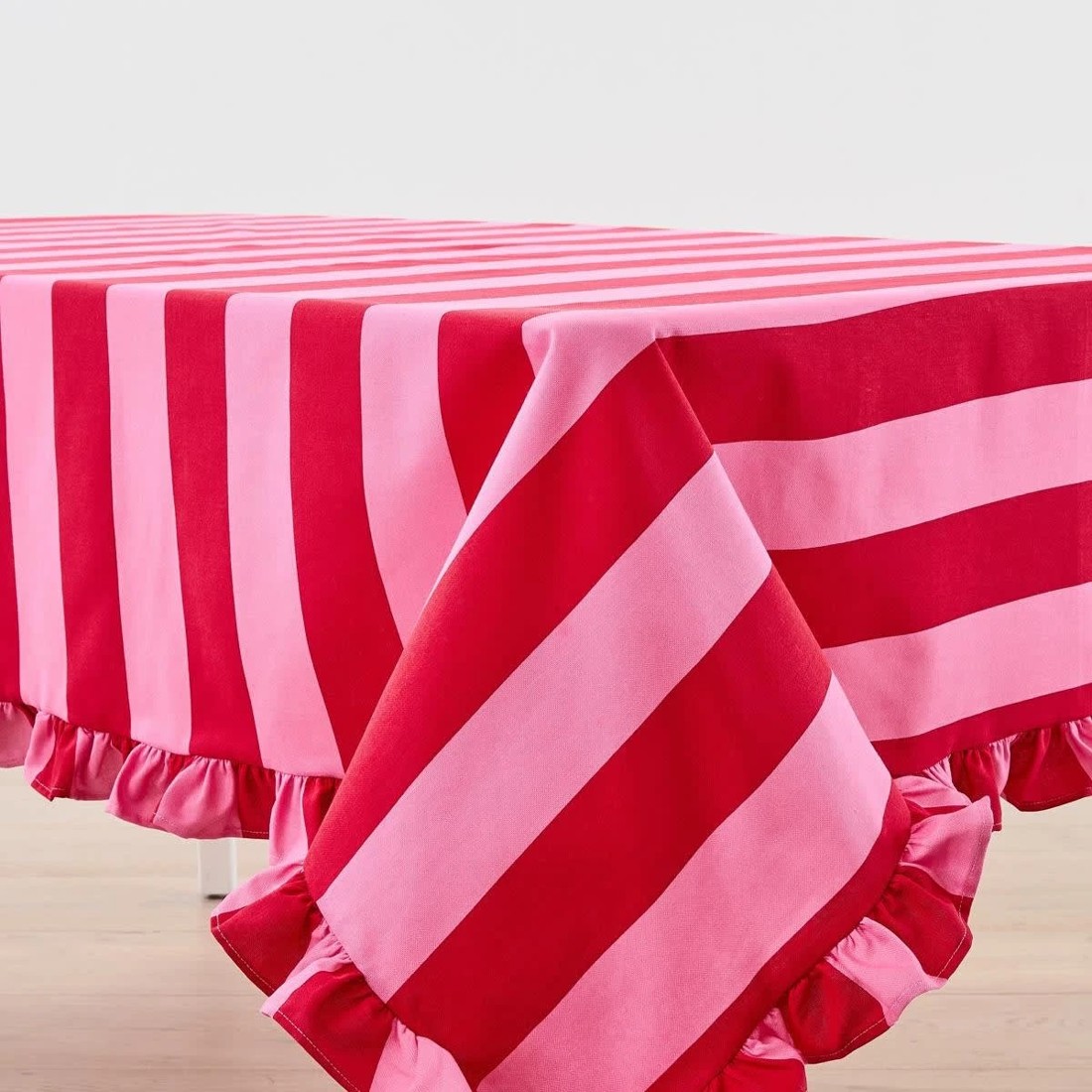 2 Pink/Red Stripe Extra Large Tablecloth, 2 of 5