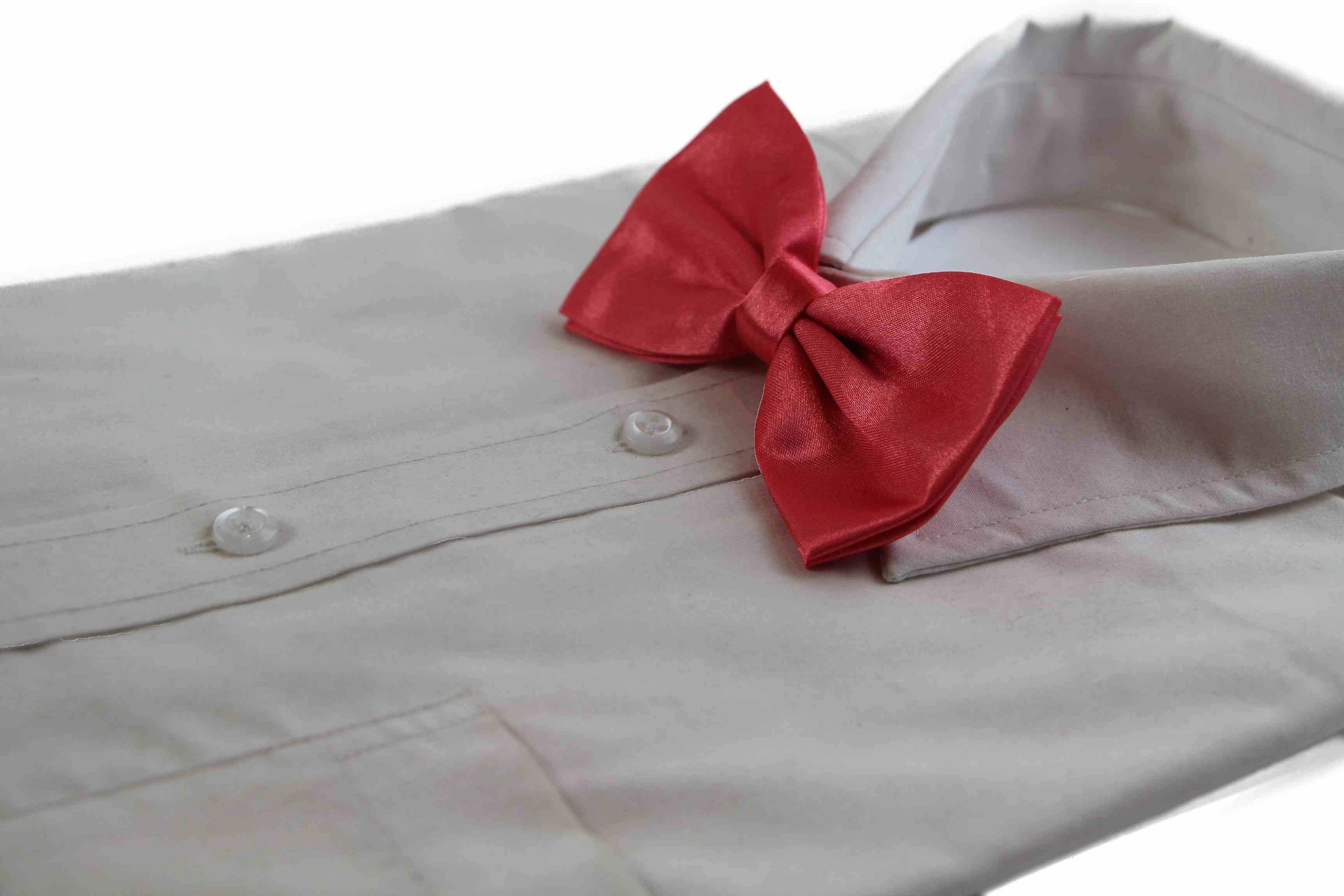 1 Zasel Mens Watermelon Red Solid Plain Colour Bow Tie, 1 of 2