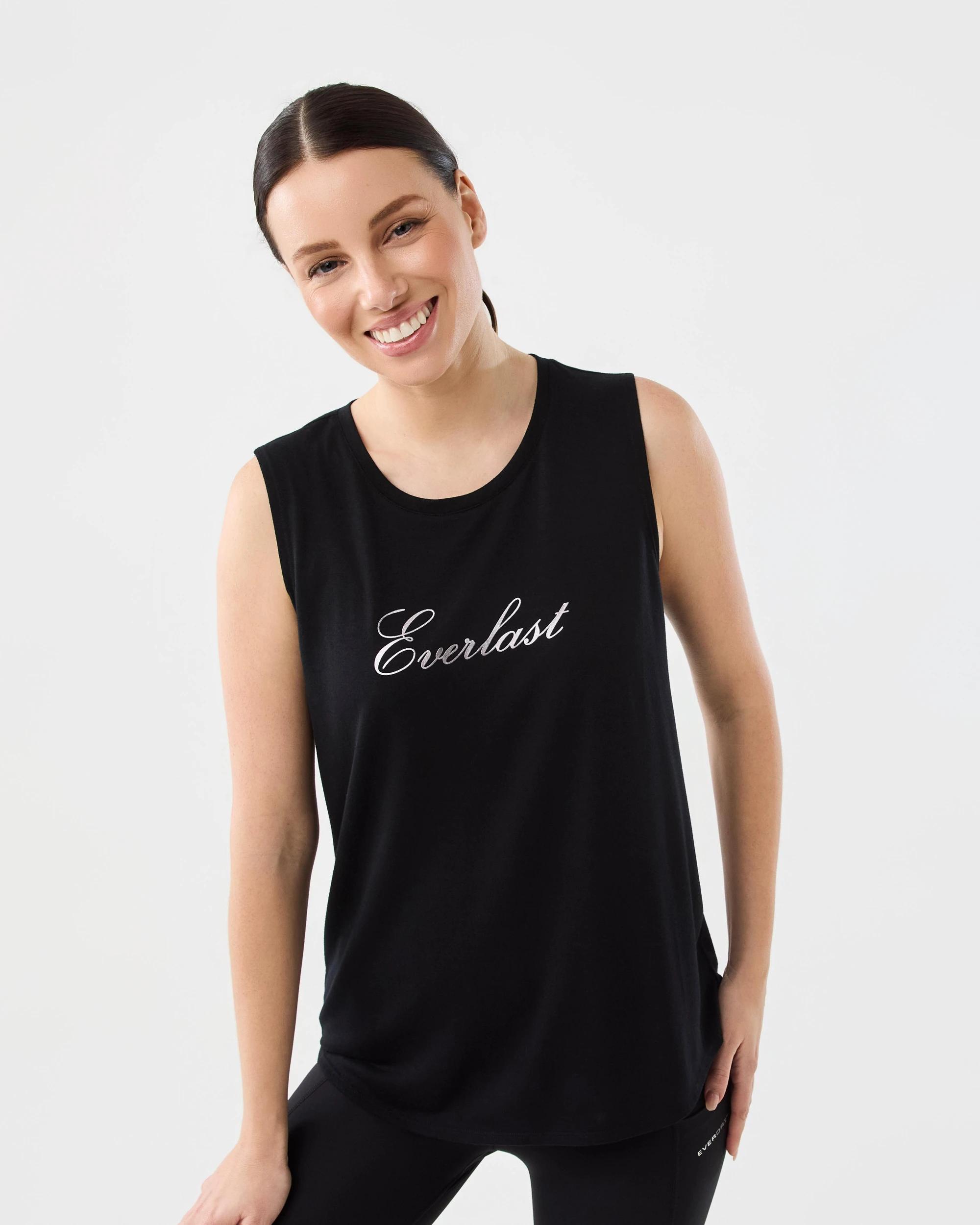 1 Everlast Womens Twist Back Tank Black, 1 of 7
